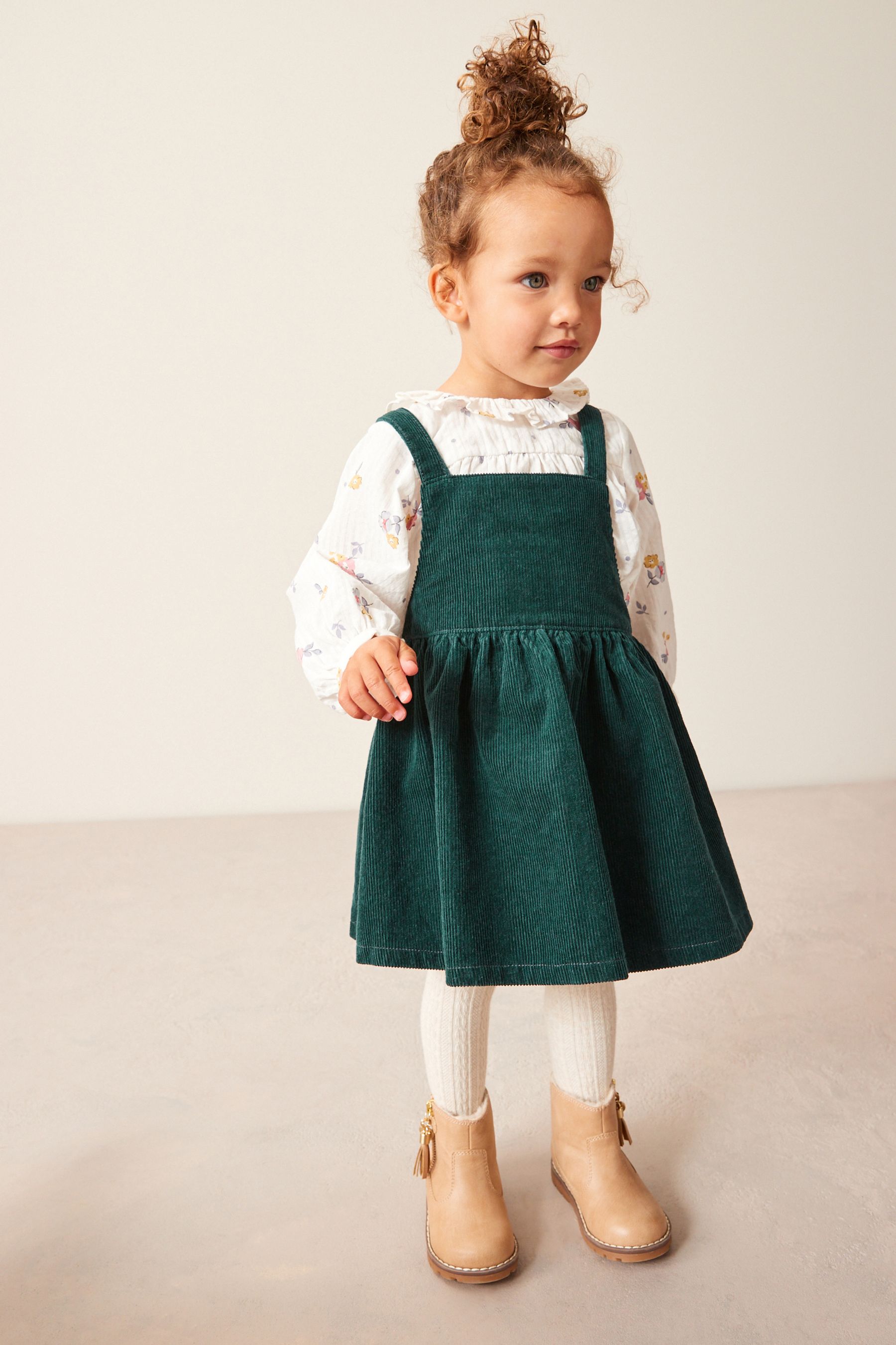 gemma collins green dress Olive Green Corduroy Pinafore Dress main image 1