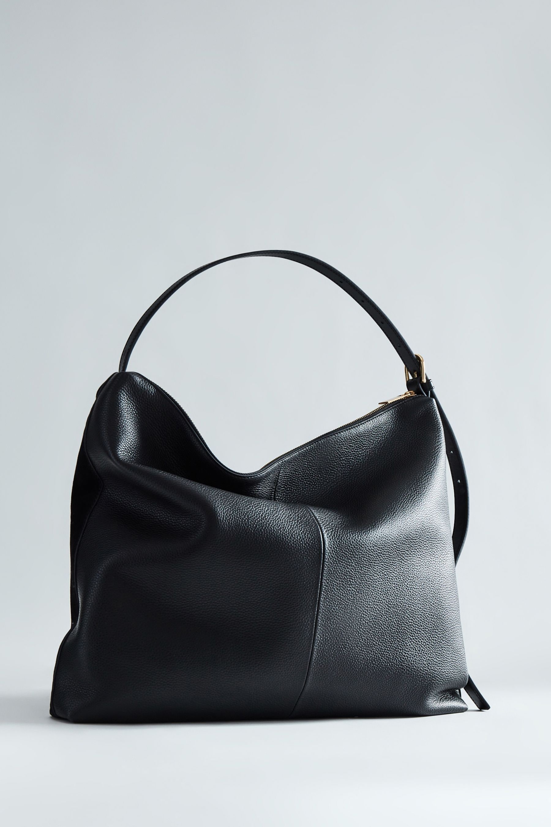 Reiss Vigo - Black Leather Suede Handbag, One