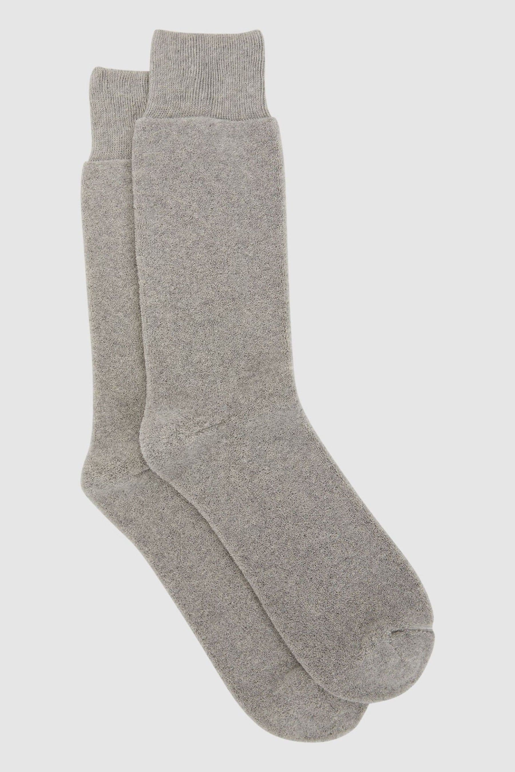 Reiss Alers - Grey Melange Cotton Blend Terry Towelling Socks, Uk S-m