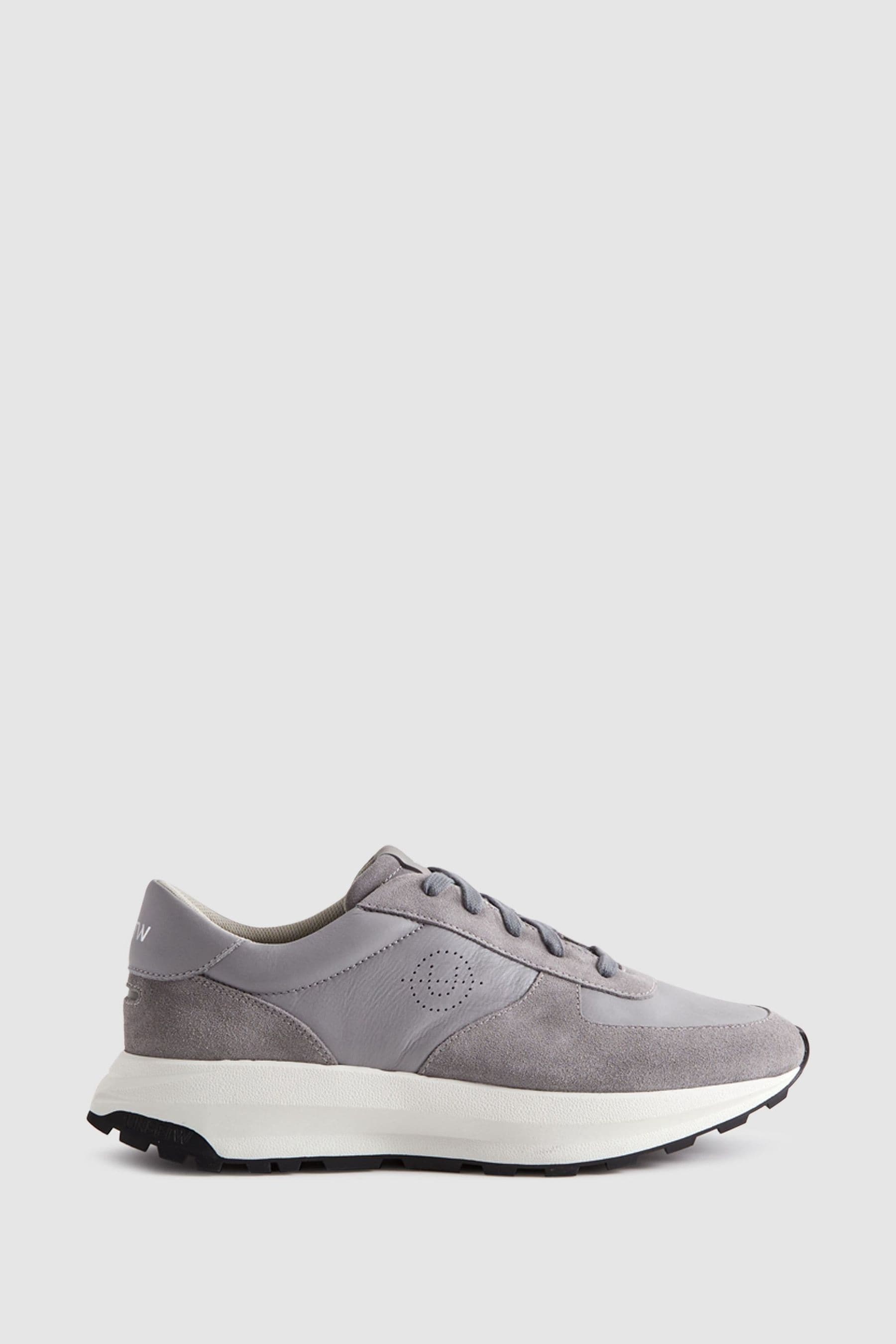 Unseen Footwear Suede Trinity Stamp Trainers In Grey/white