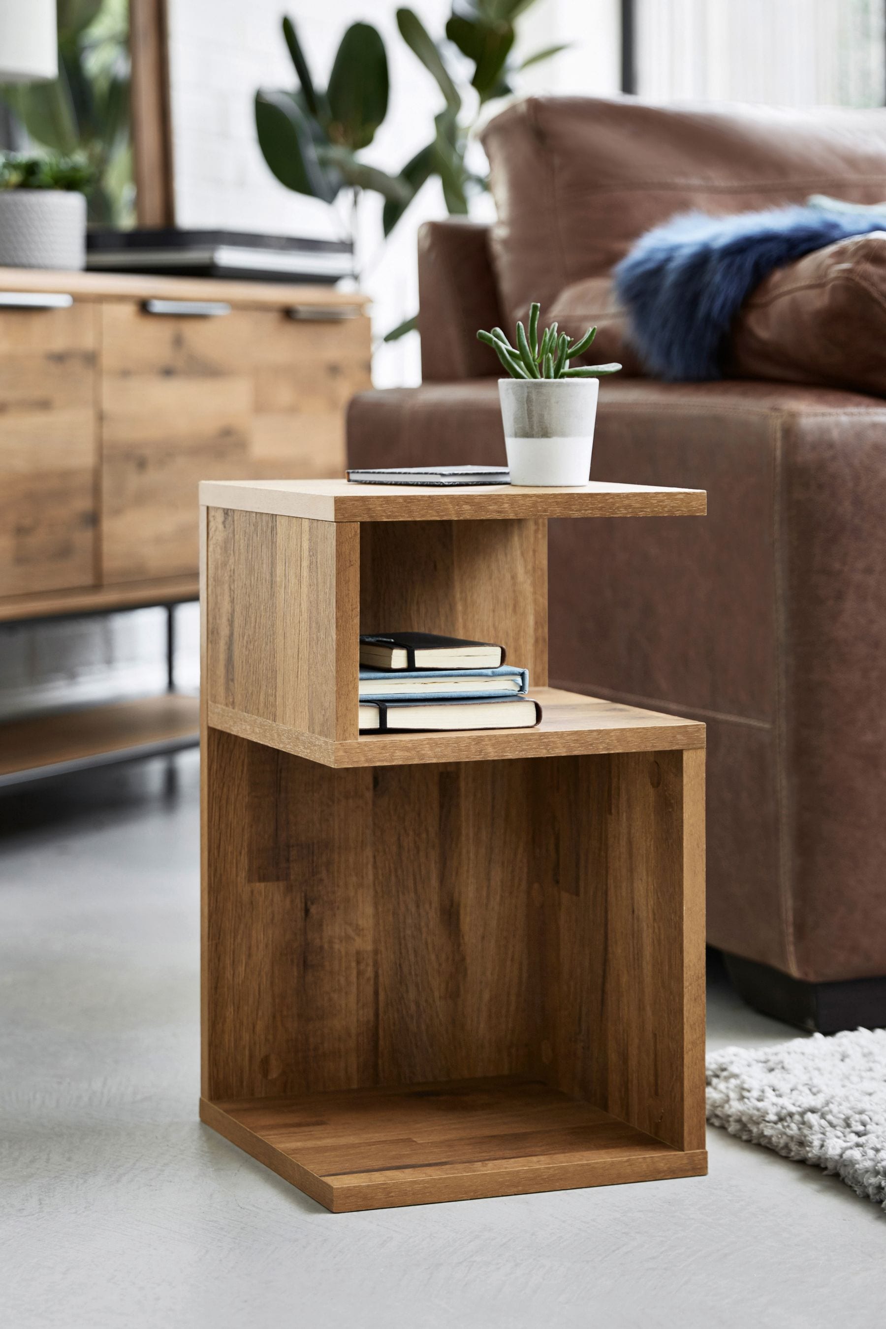 Dark Bronx Oak Effect Shaped Side Table Reviews Next Reviews Feefo