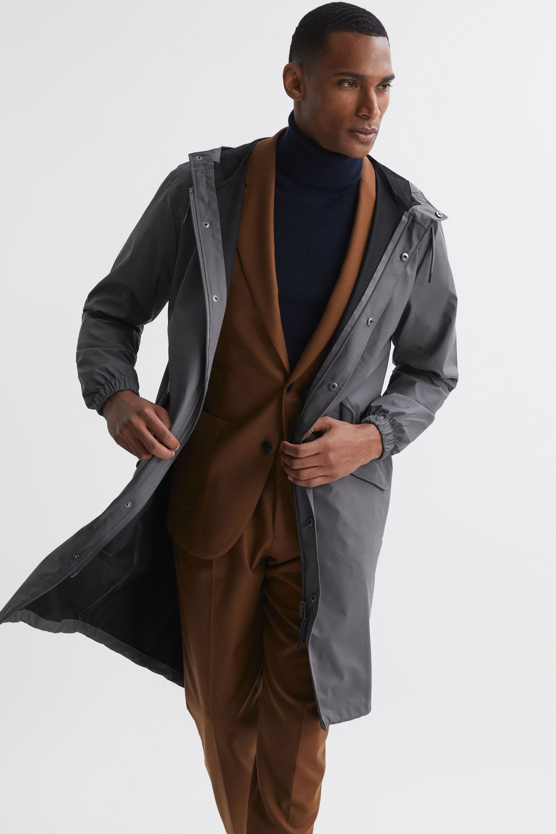 Rains Unisex Fishtail Parka In Gray