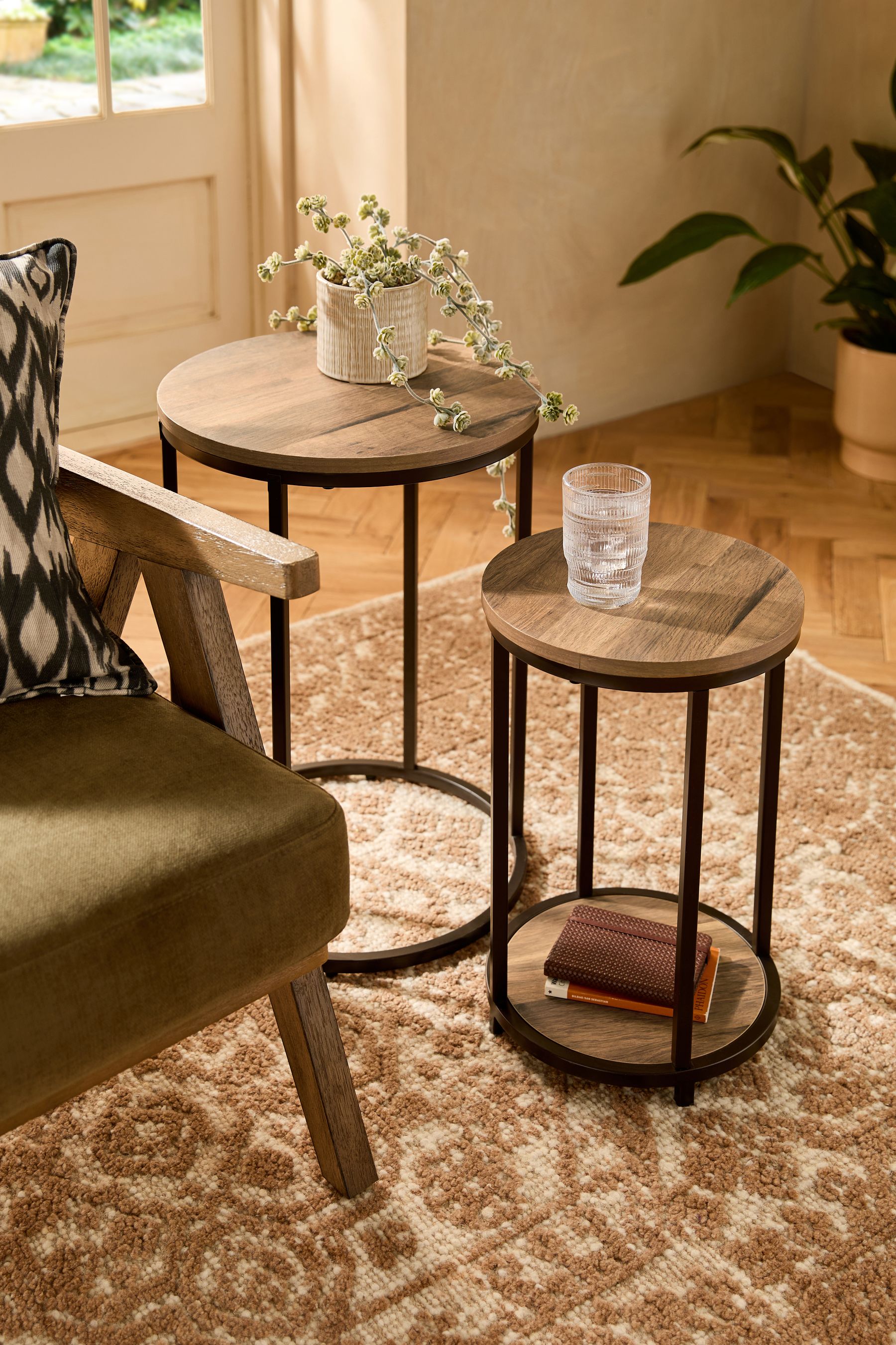 Next Dark Bronx Oak Effect Round Set Of 2 Nest Of Tables Dark Reviews Next Reviews Feefo
