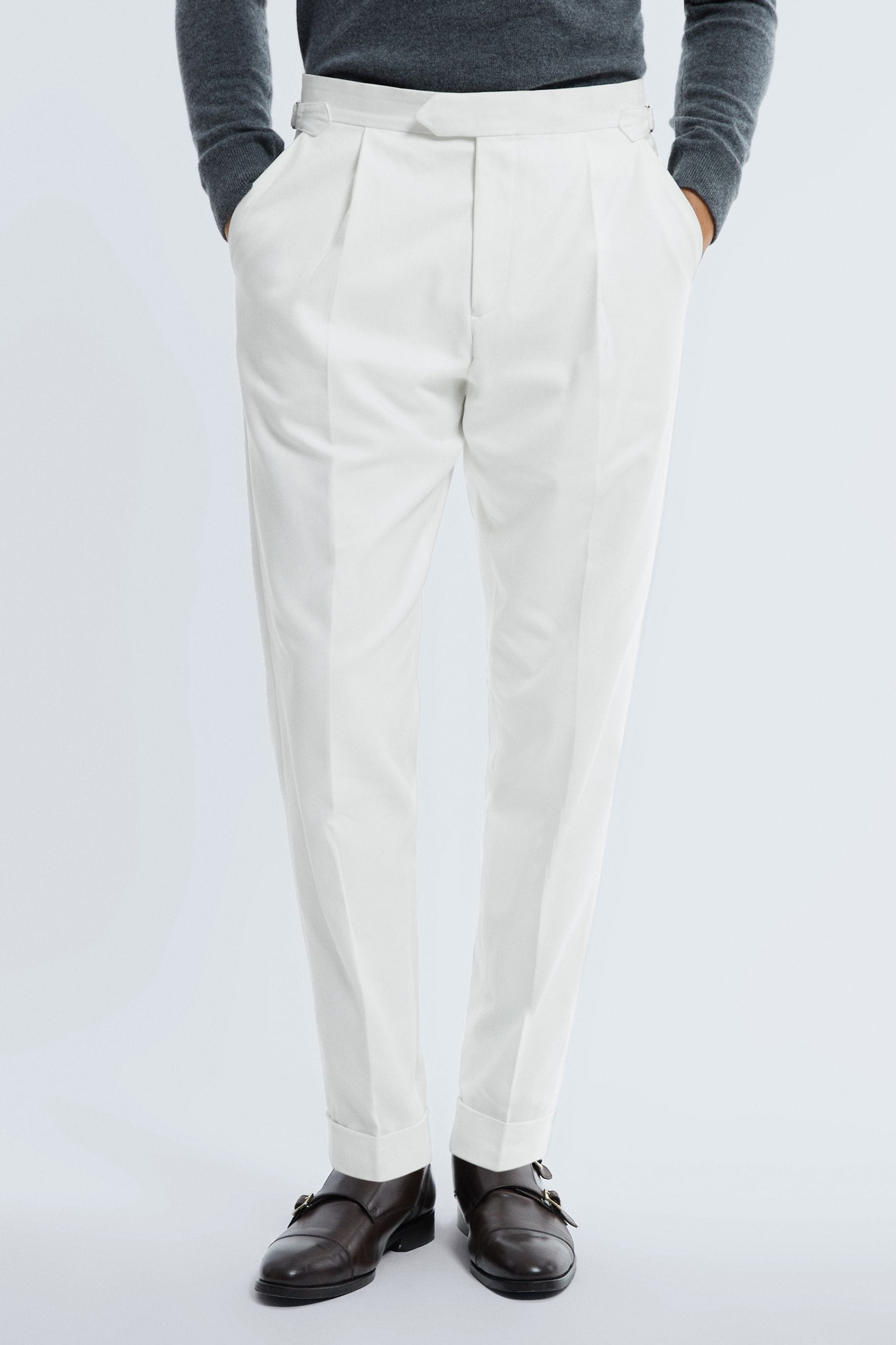 Atelier Sea Island Cotton Slim Fit Trousers In White