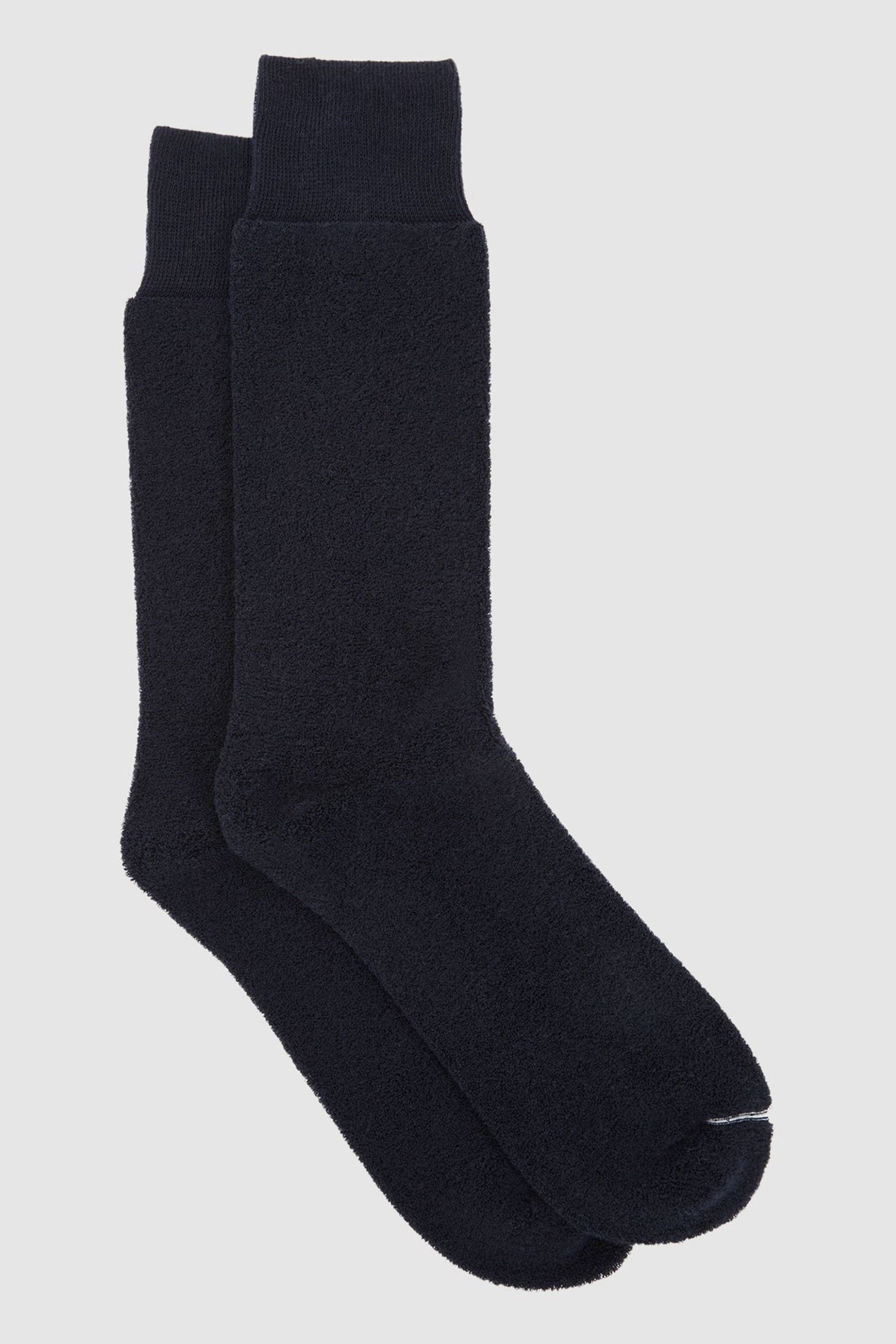 Alers - Navy Cotton Blend Terry Towelling Socks