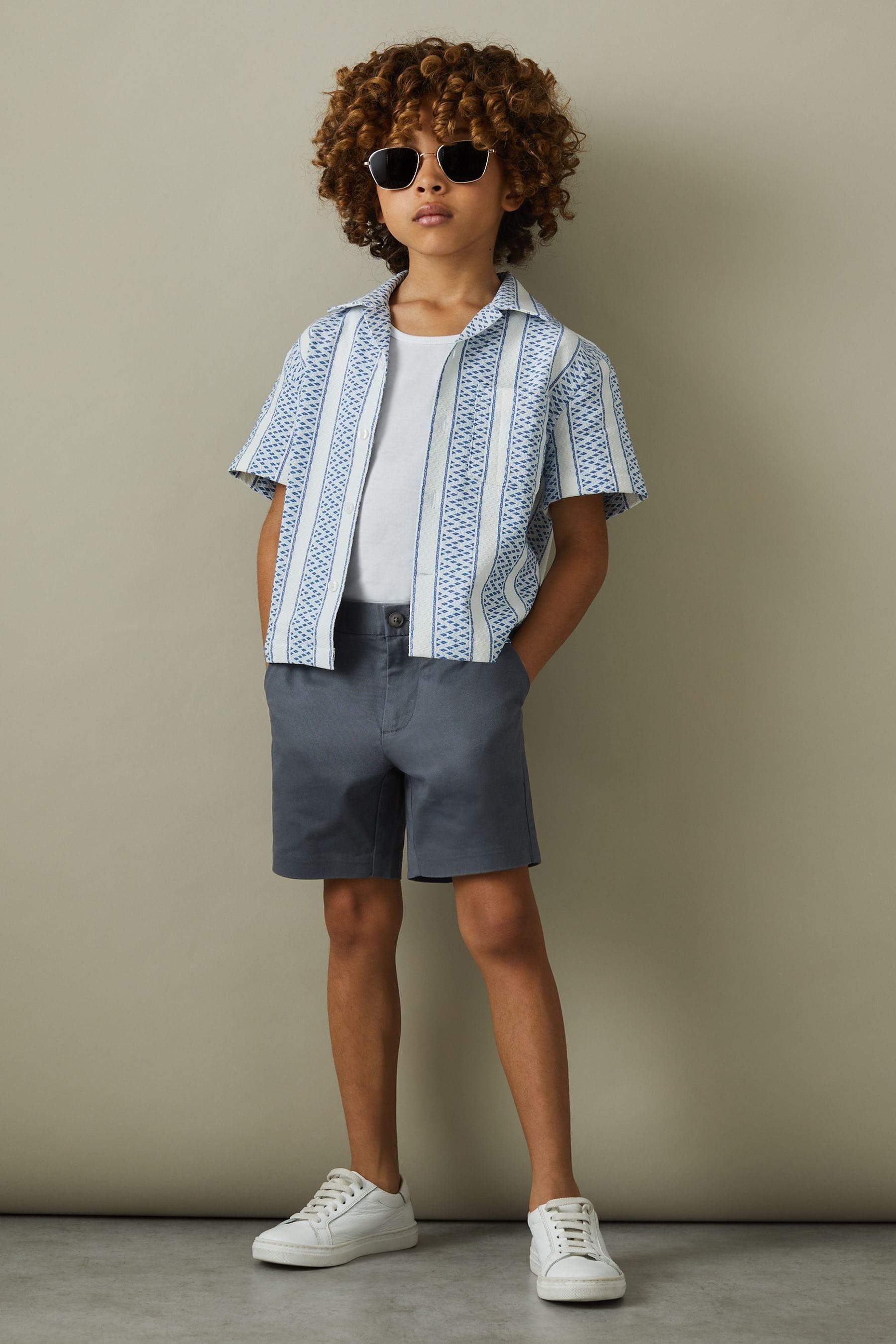 Shop Reiss Wicket - Airforce Blue Junior Casual Chino Shorts, Age 4-5 Years