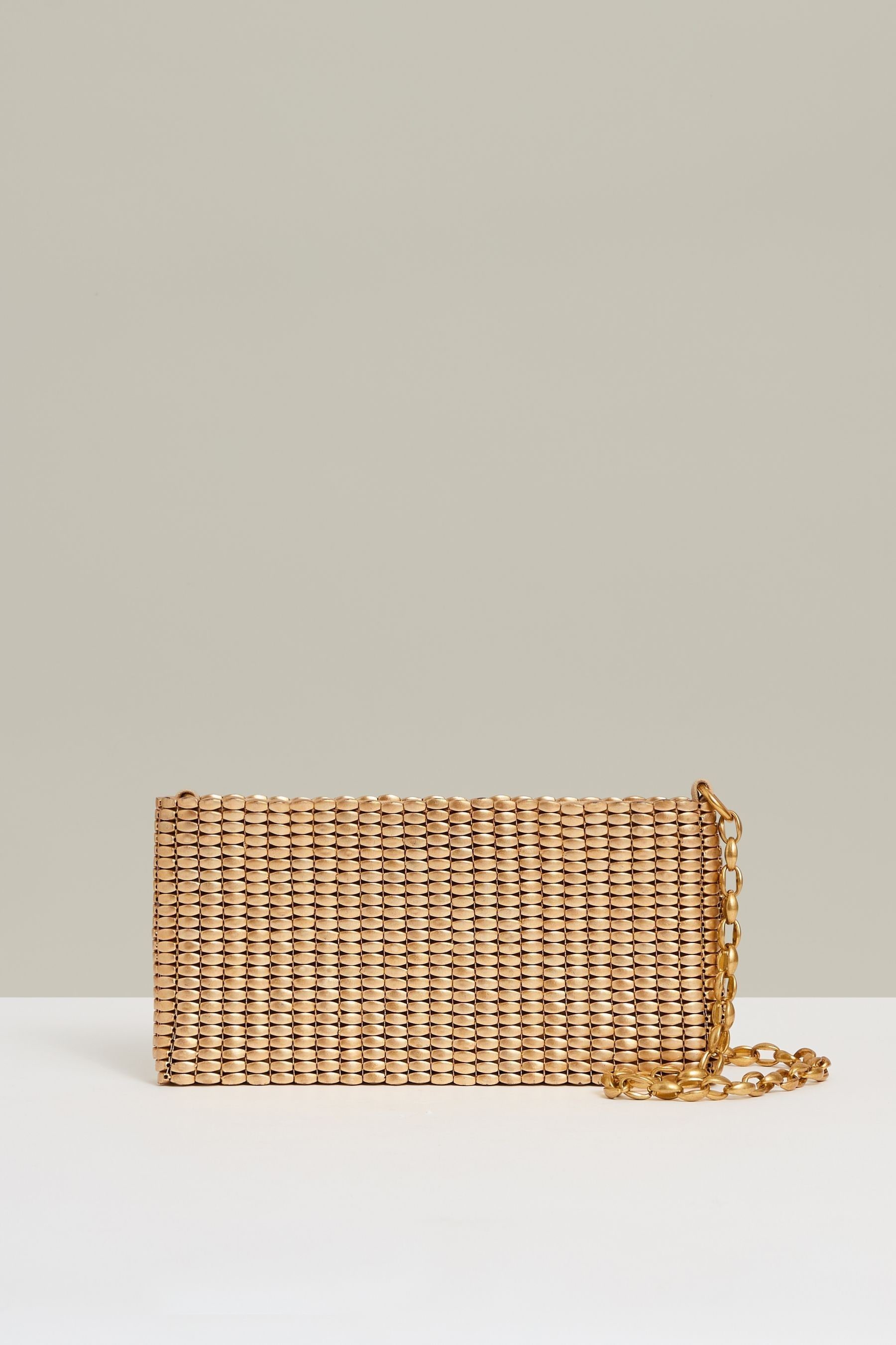 Reiss Gold Beaded Removable Strap Shoulder Bag,