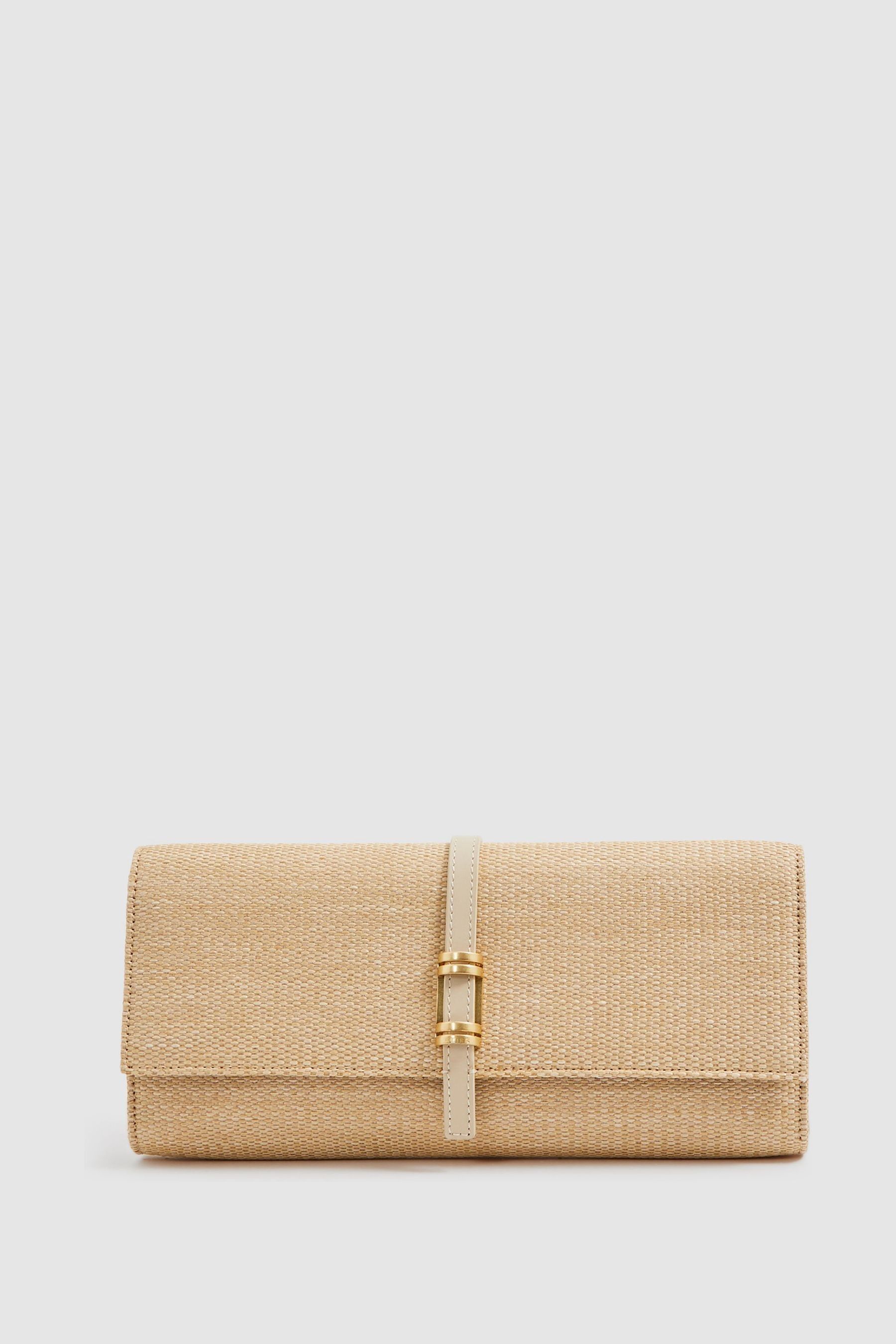 Reiss Regent Clutch Bag Woven, Natural Size: 13.5x30x5cm