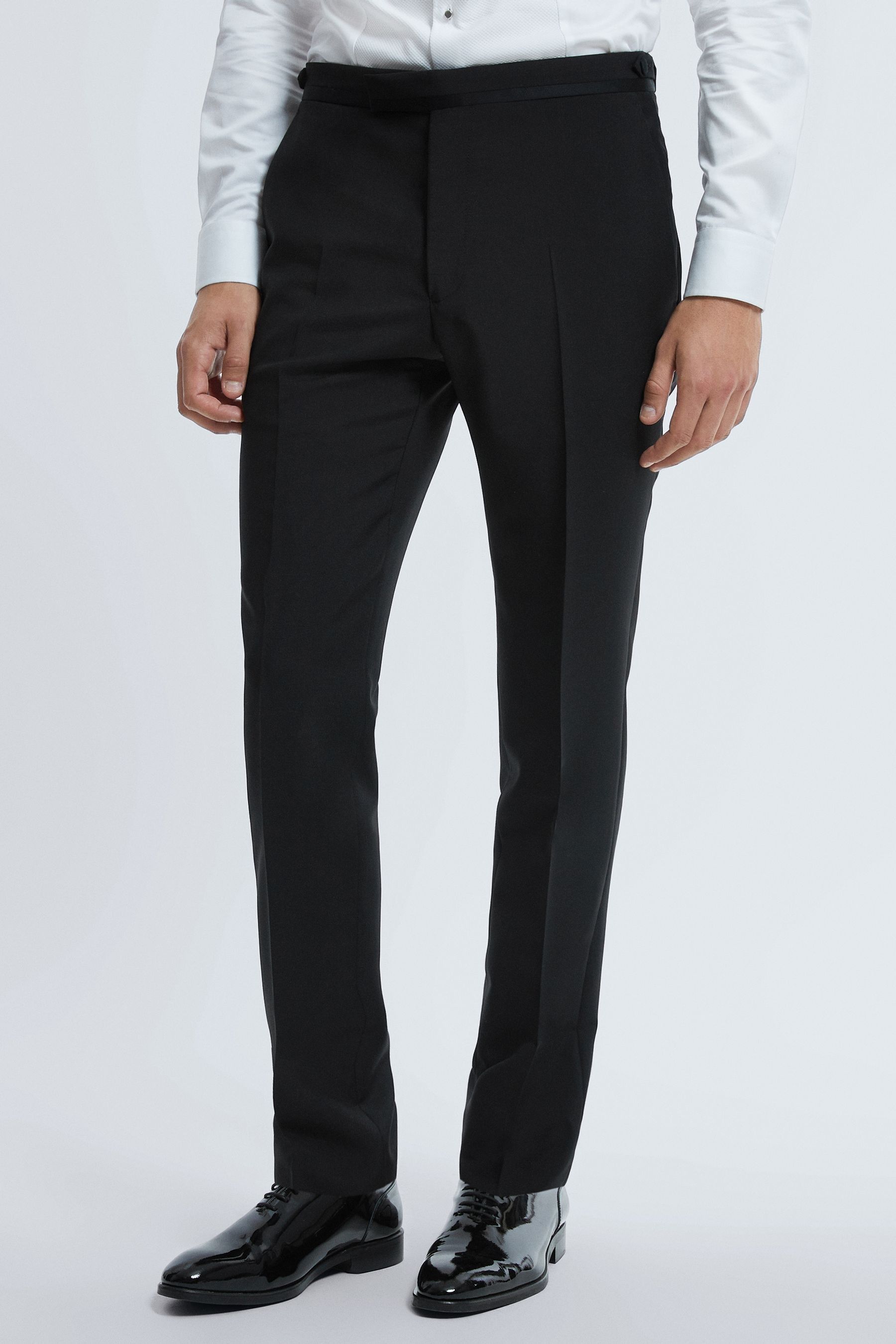 Atelier Wool-mohair Slim Fit Tuxedo Trousers In Black