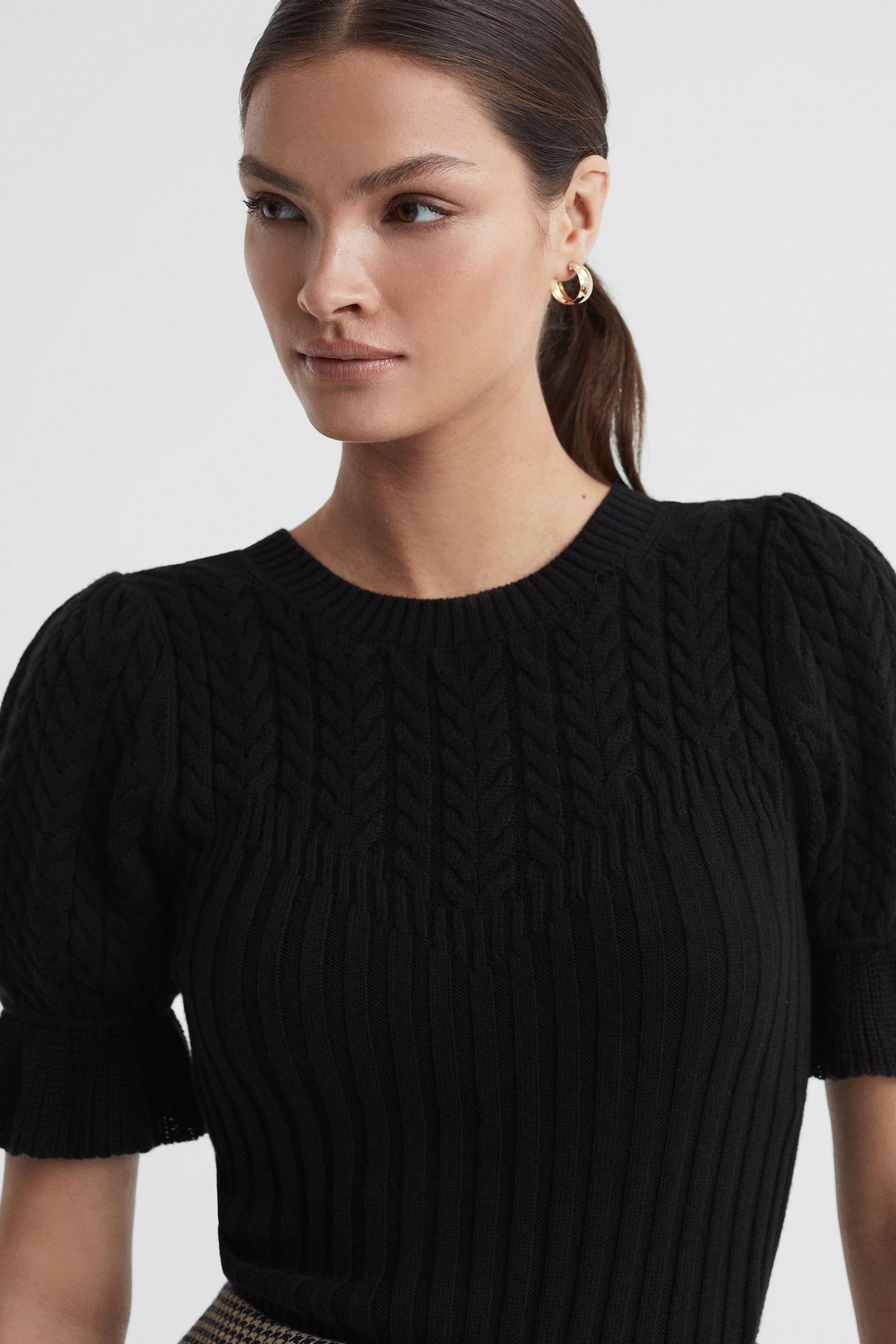 Paige Cotton-silk Puff Sleeve Top In Black