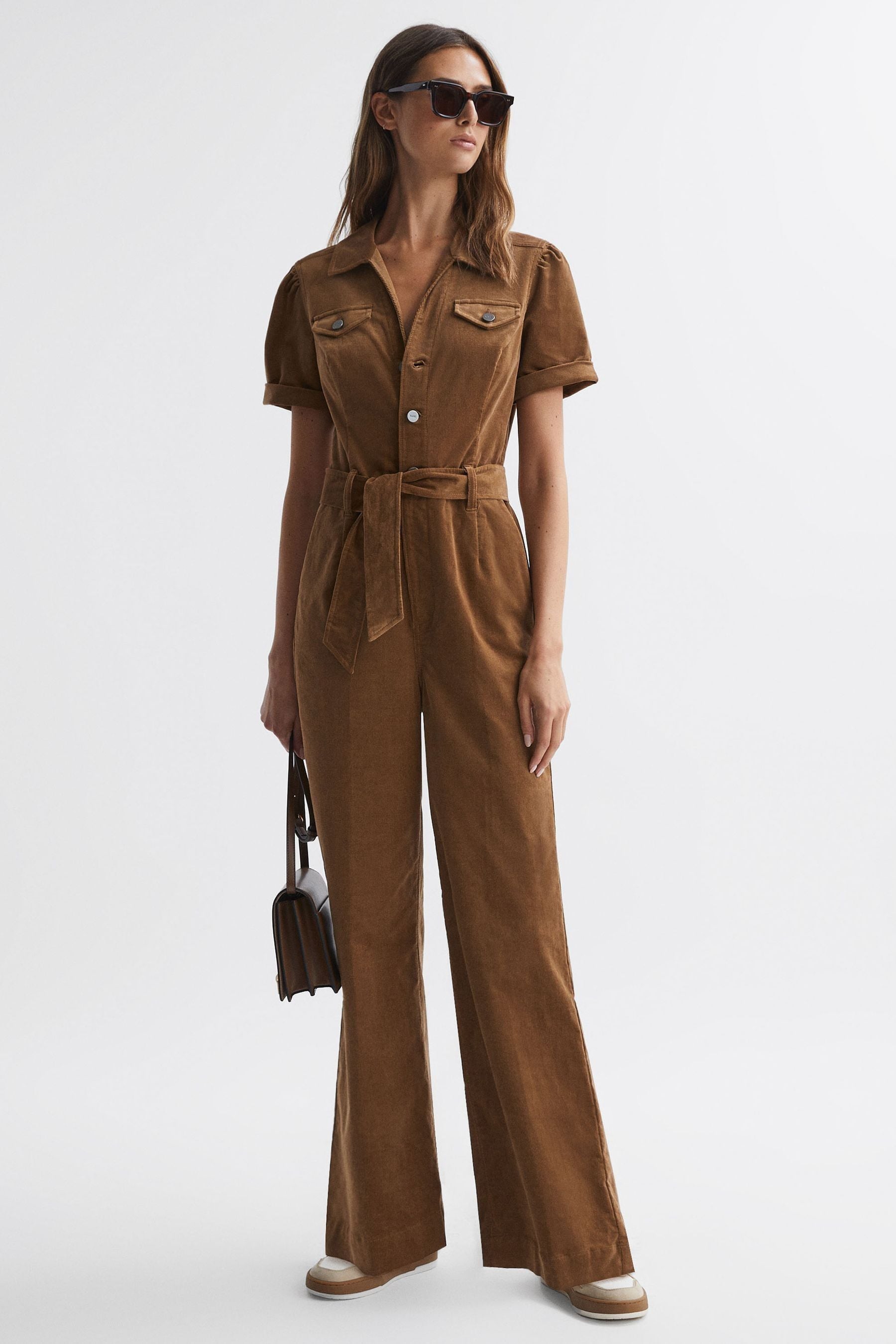 Paige Cropped Jumpsuit In Toasted Coconut