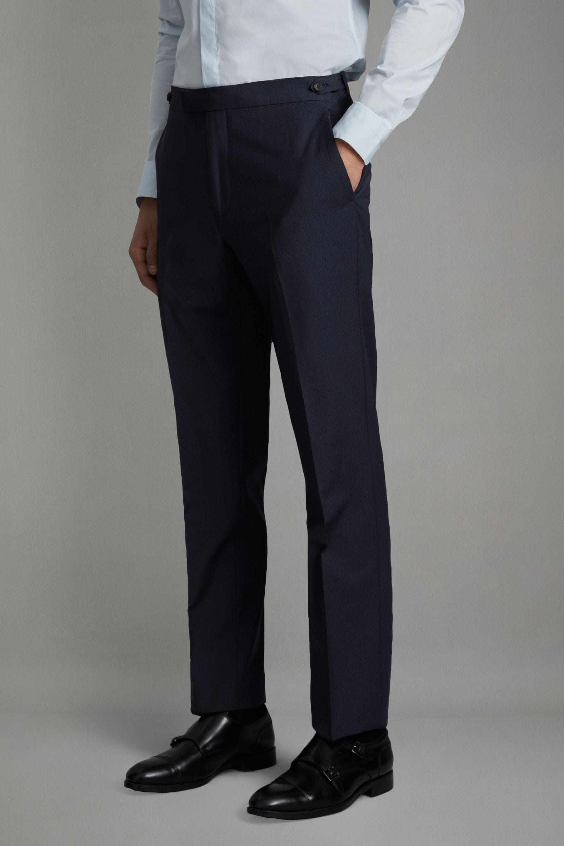 Reiss Hope - Navy Modern Fit Wool Blend Trousers, Uk 36 L