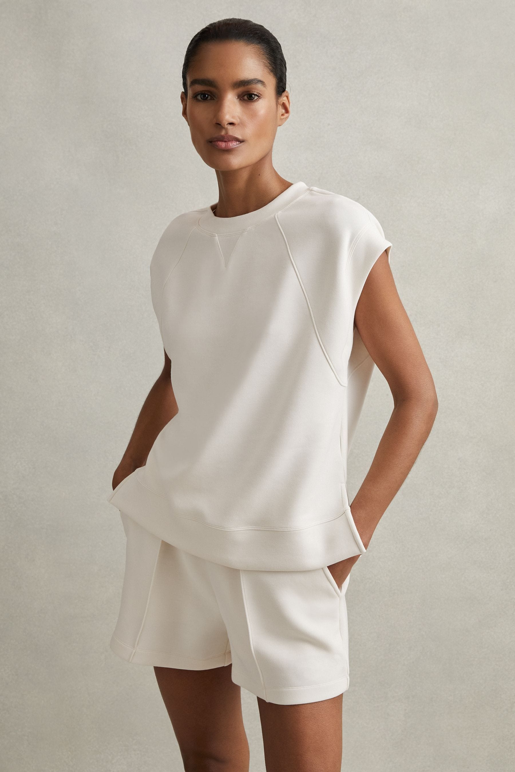 Shop Reiss Joanna - Ivory Modal Blend Co-ord Sweatshirt, L