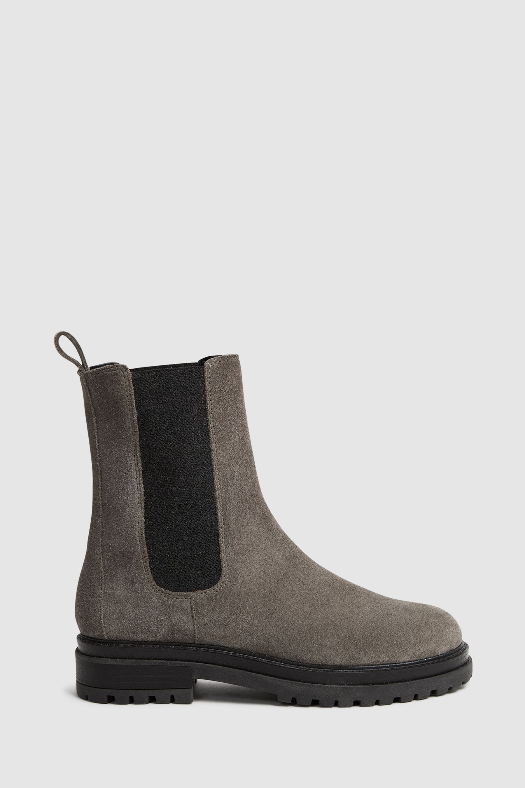 Thea Suede Chelsea Boots - Grey Leather Plain