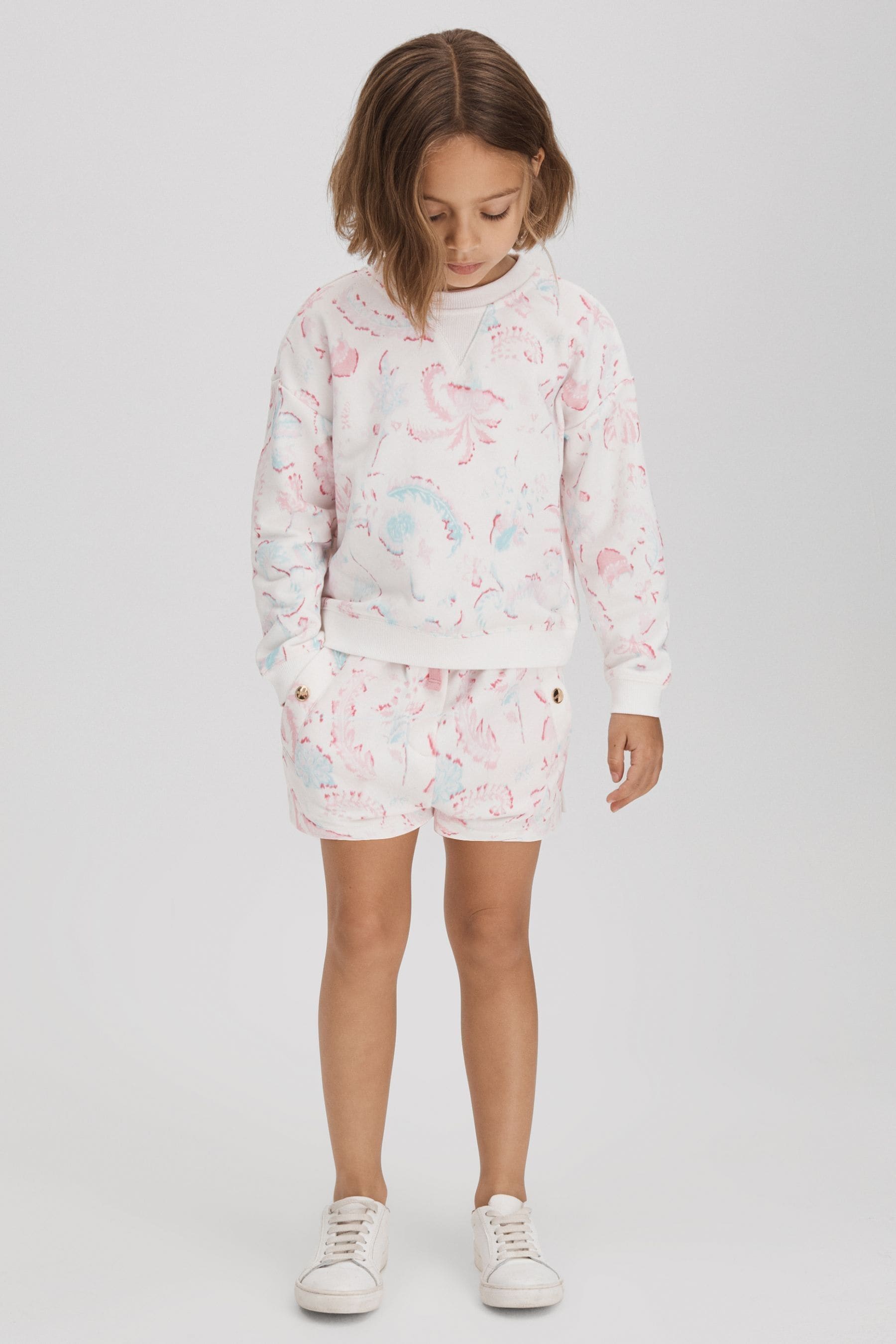 Reiss Kids' Pink 9-13 Yrs Crew Neck Jumper And Shorts Set