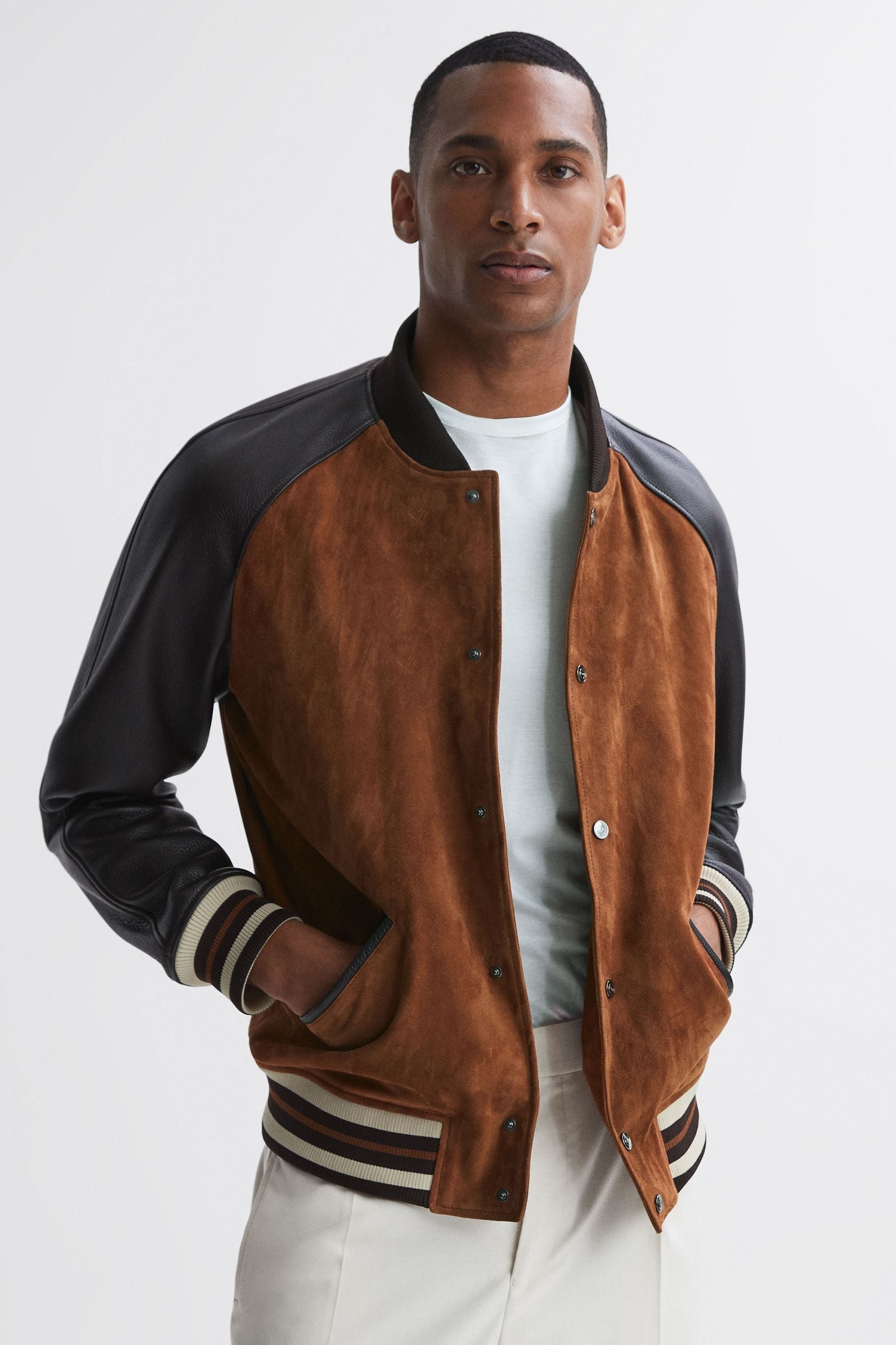 Reiss espresso clearance suede jacket