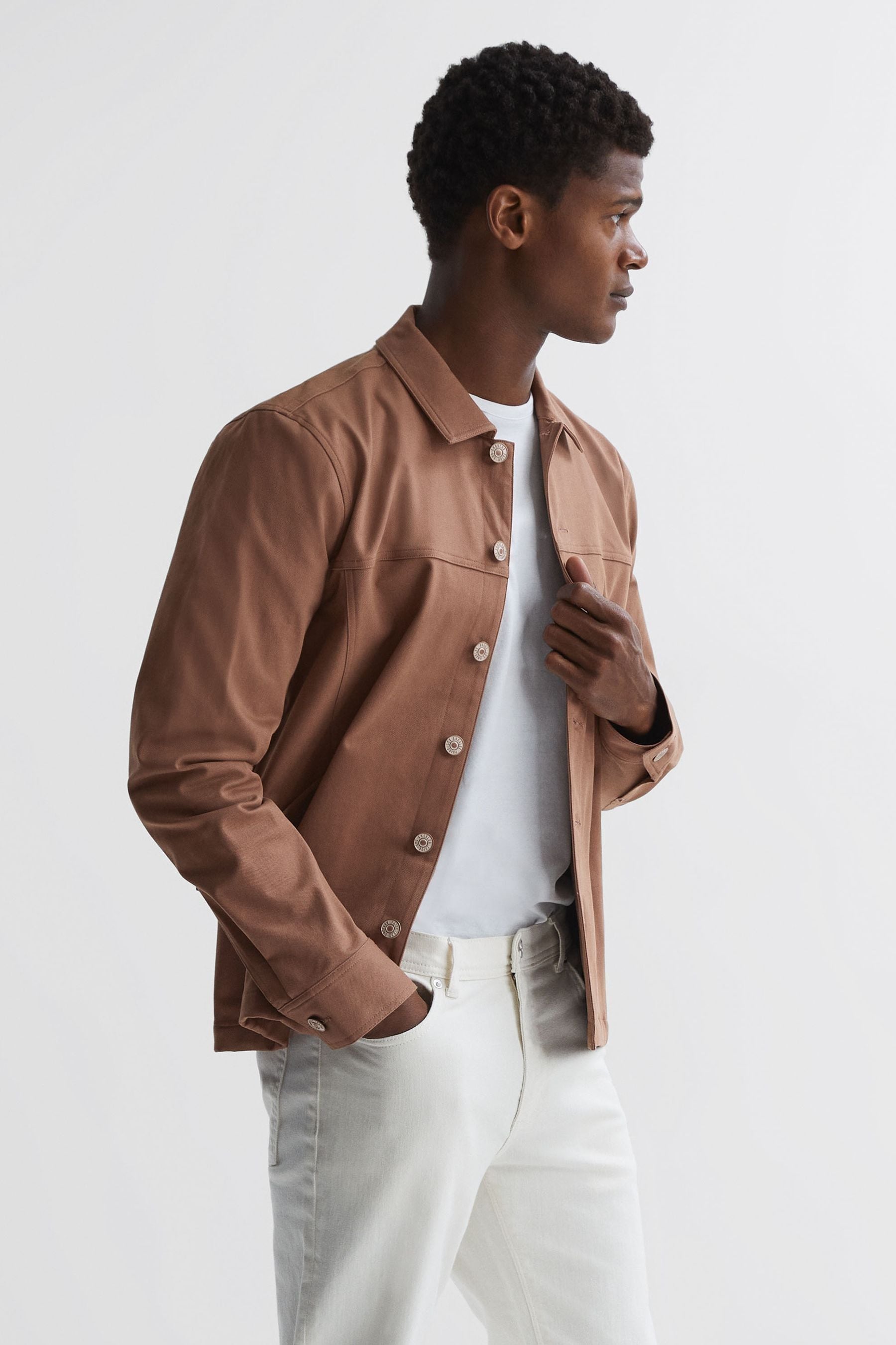 Paige Elsmar Stretch Cotton Twill Shirt Jacket In Mauve