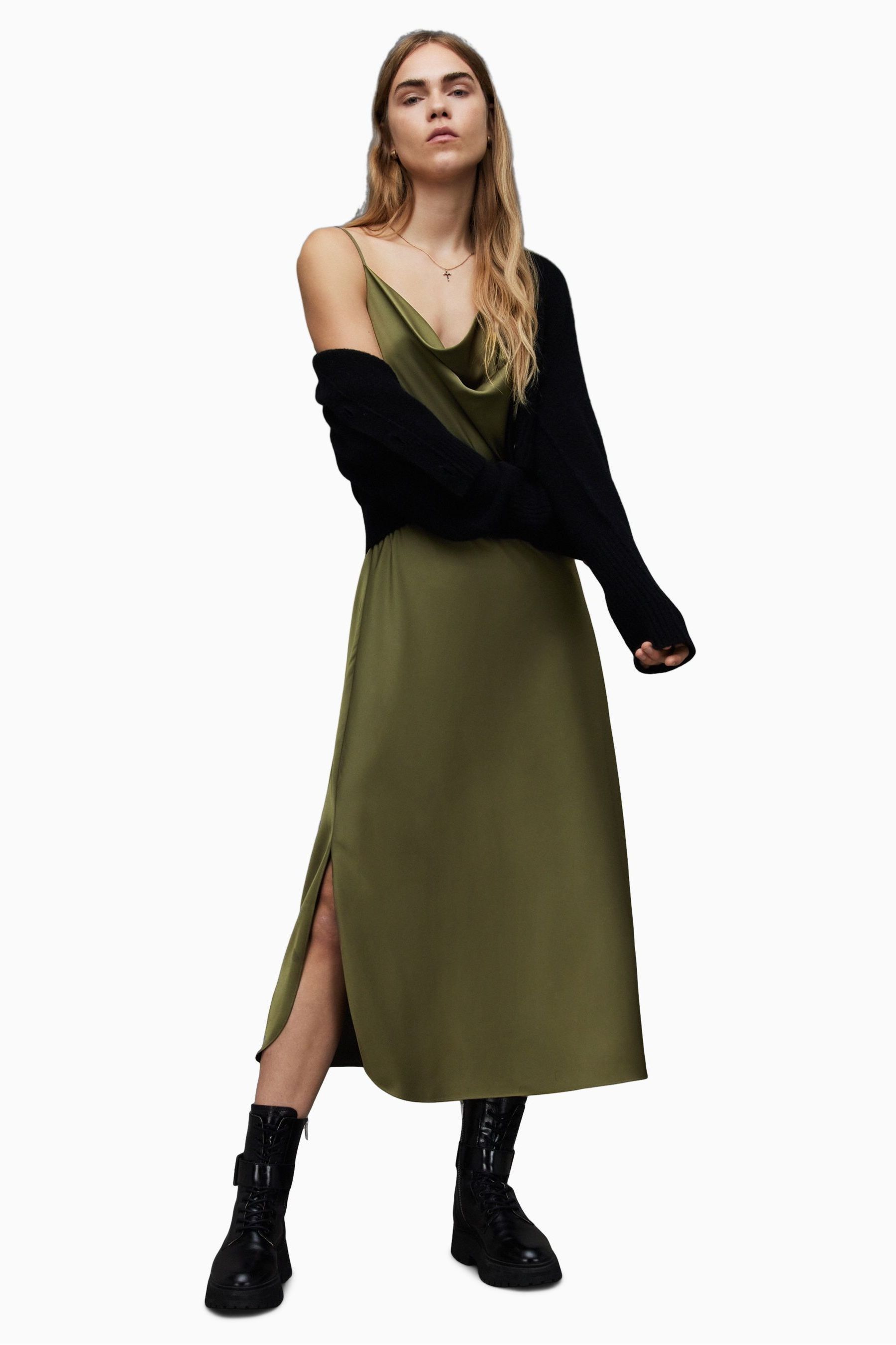 all saints hadley dress green ALLSAINTS Hadley Dress in Forest Green