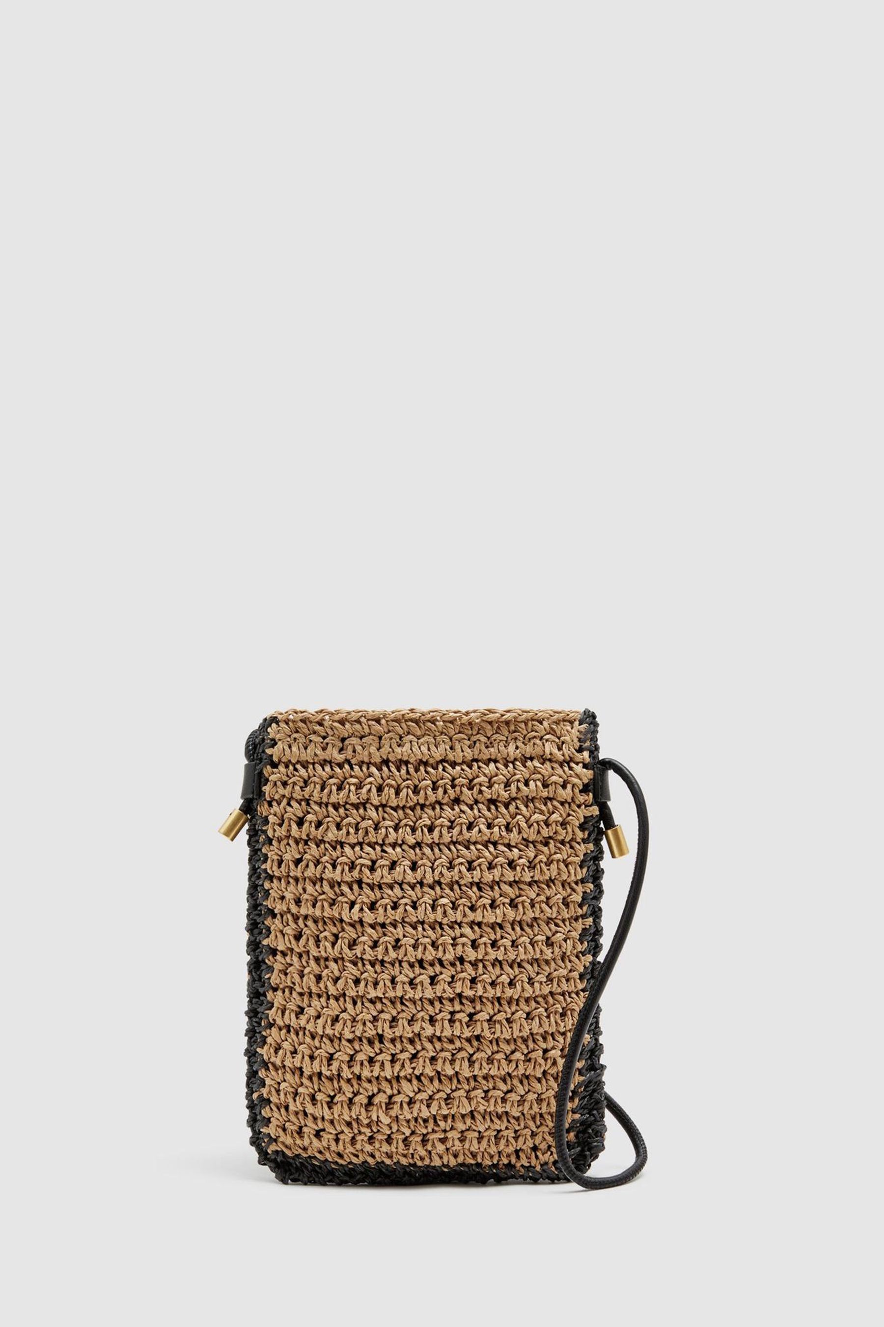 Reiss Natural Woven Cross-body Phone Bag, 19x14x1.5cm- Resort & Holiday Wear