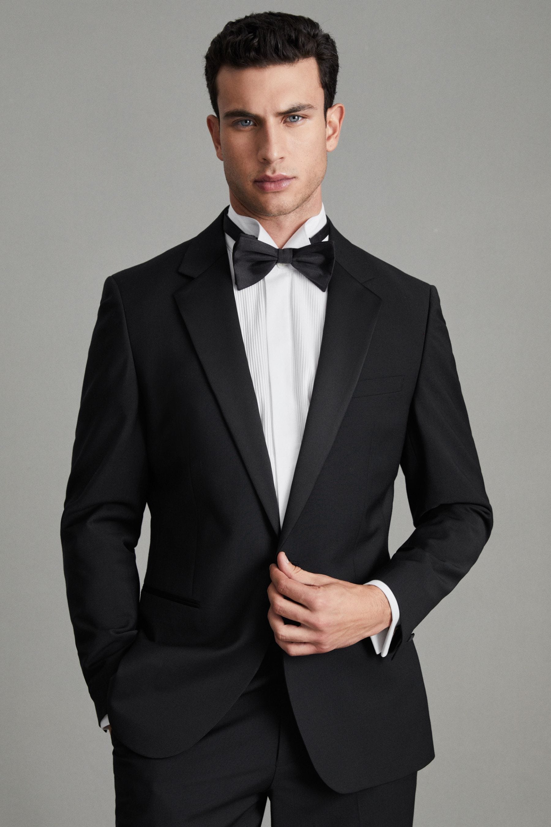 Reiss Black Poker Single Breasted Tuxedo Slim Fit Jacket, 40