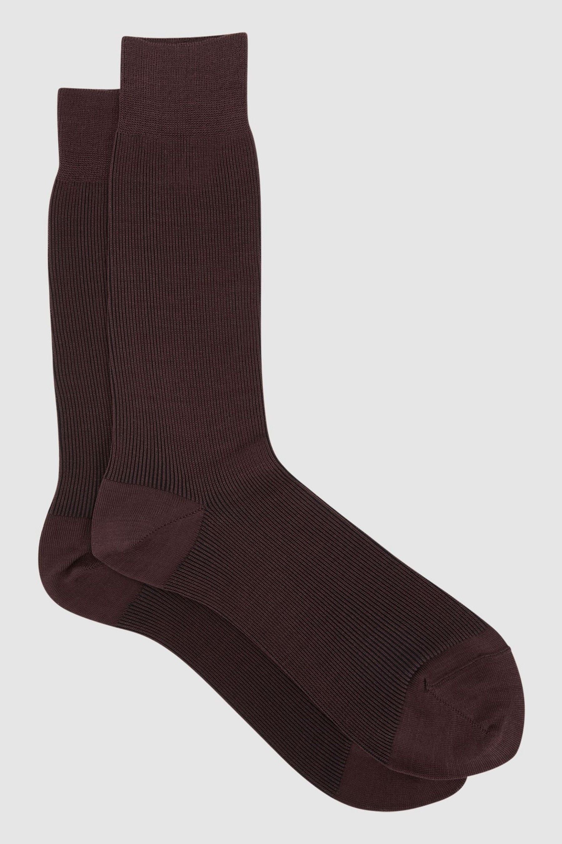 Reiss Mens Bordeaux Mari Stretch-cotton Socks