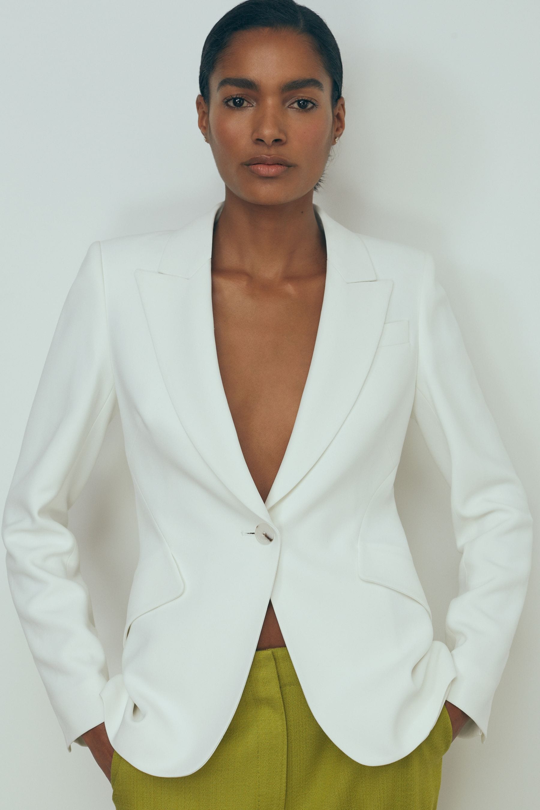 Atelier Slim Fit Suit Blazer In Ivory