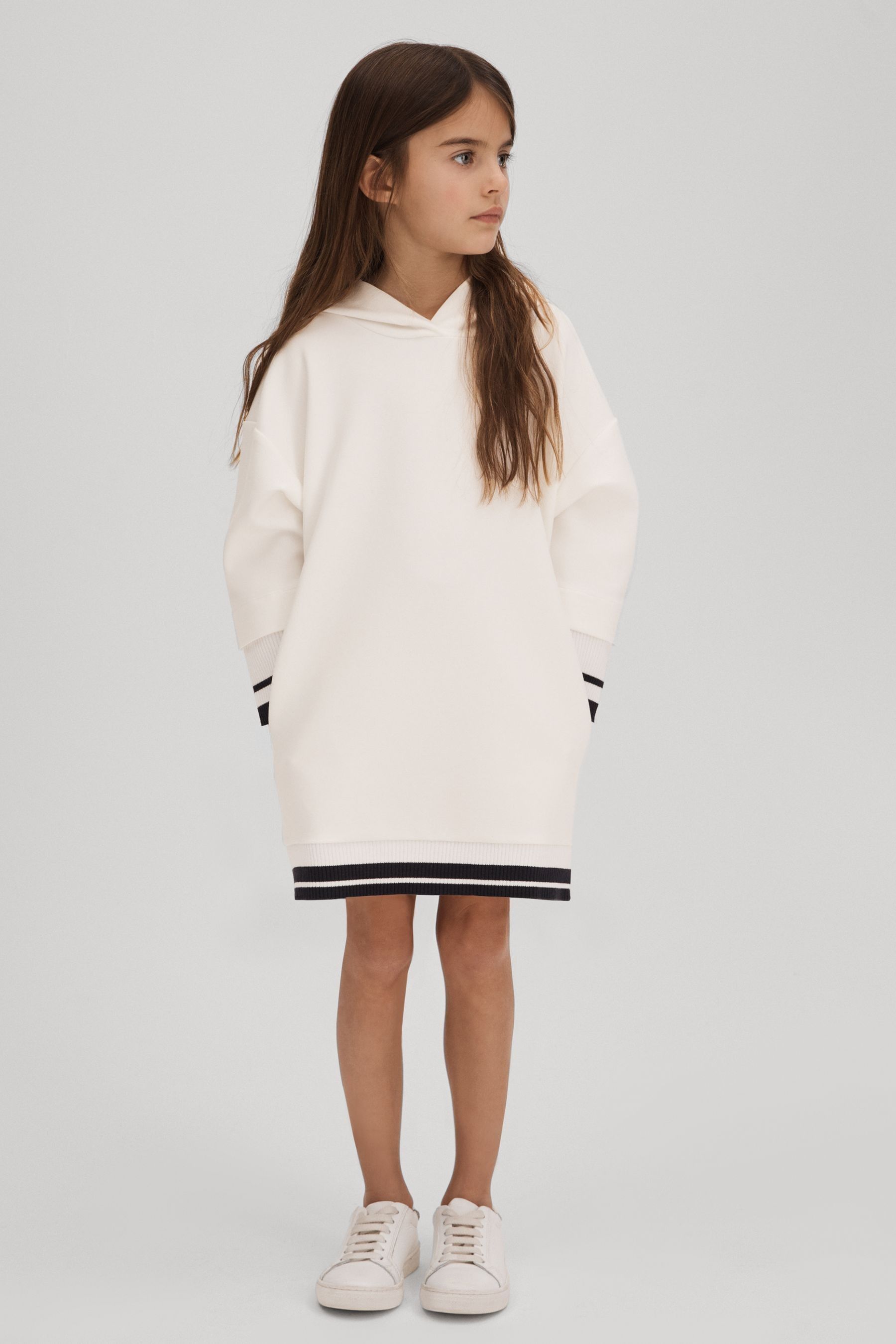 Reiss Kids' Leandra - Ecru Senior Relaxed Jersey Hooded Dress, Uk 12-13 Yrs