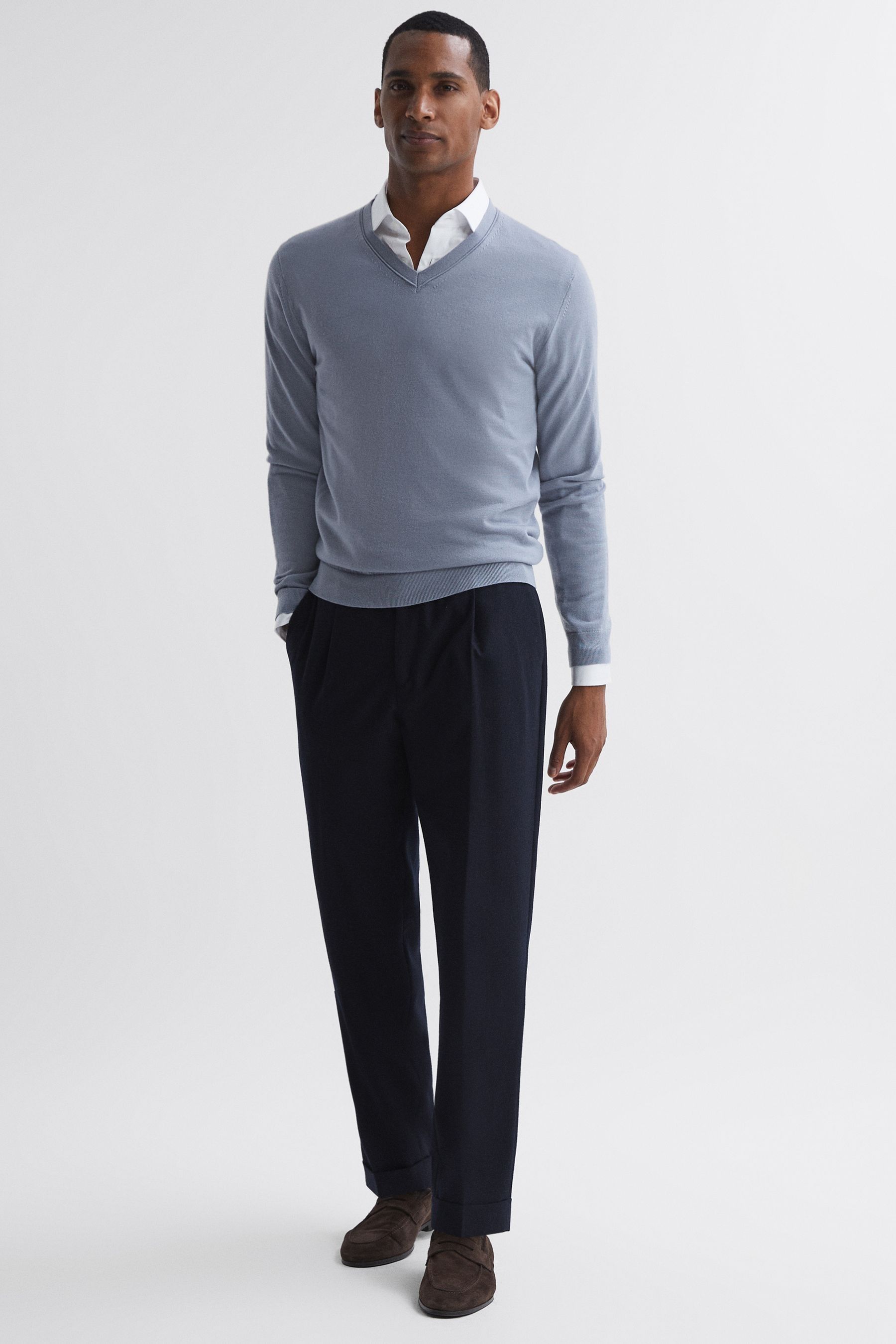 Blue merino wool jumper online