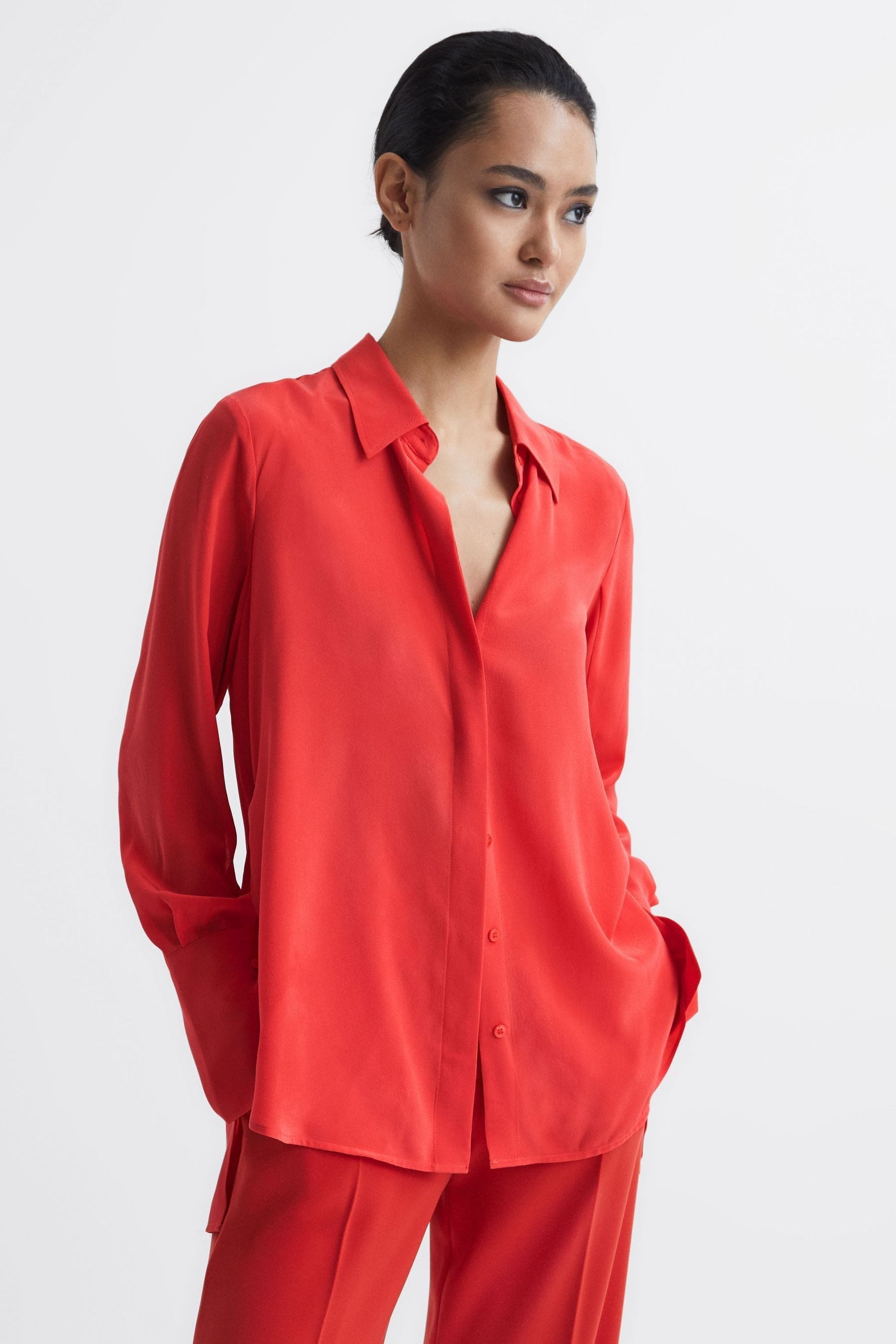 Kia - Coral Silk Shirt