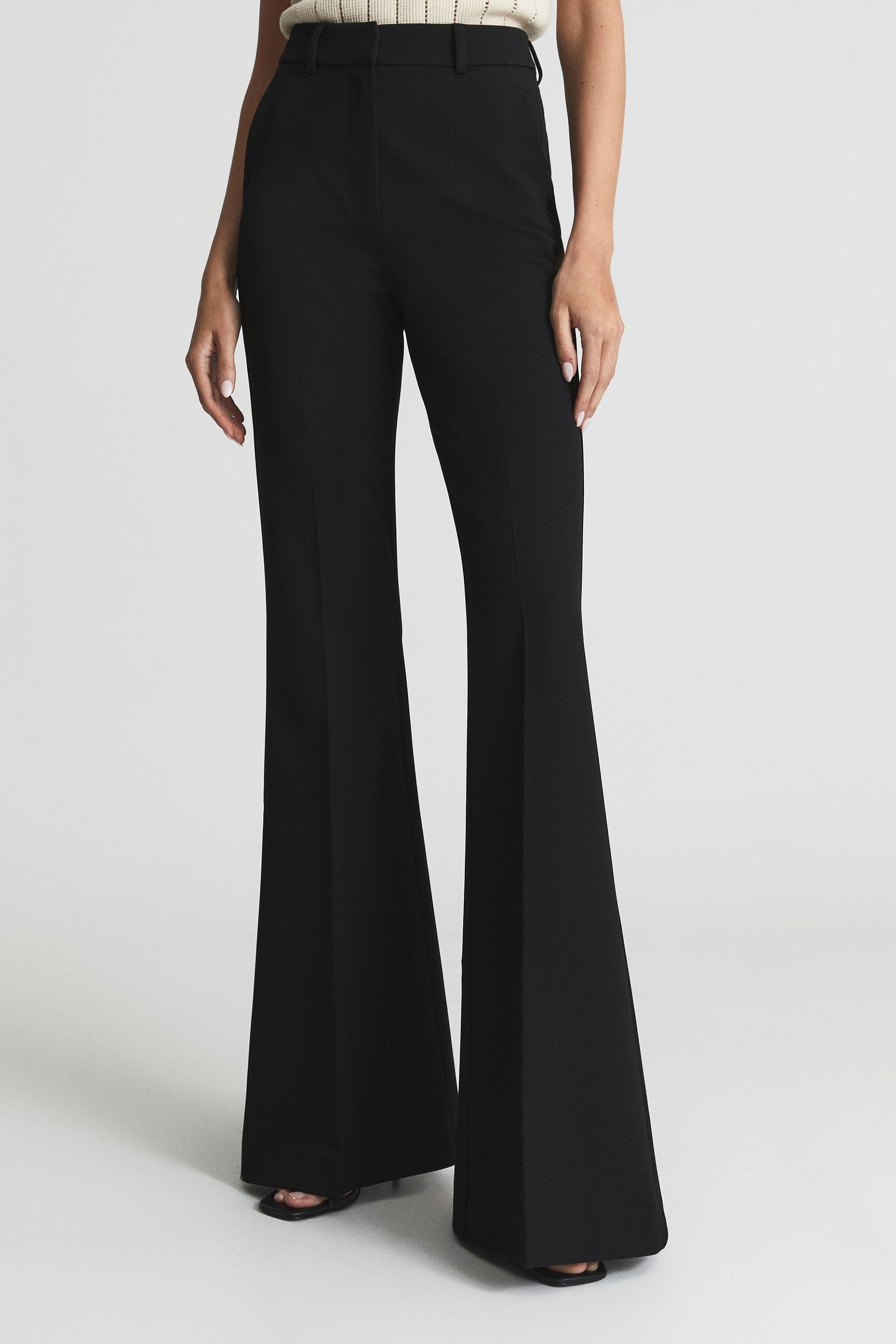 Reiss Petites Claude Flare Leg Pants In Black