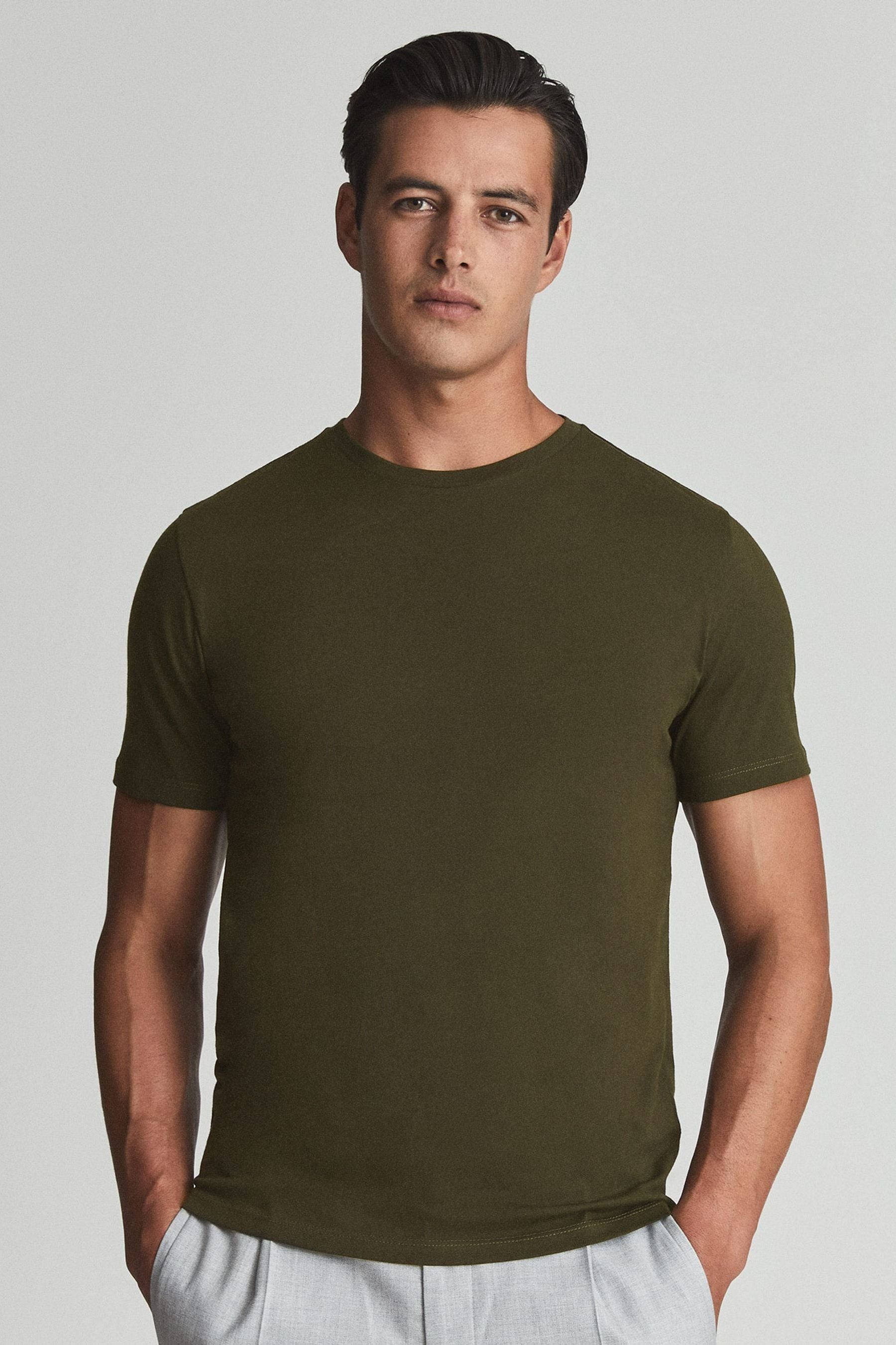 Shop Reiss Bless - Oxidised Green Regular Fit Crew Neck T-shirt, S