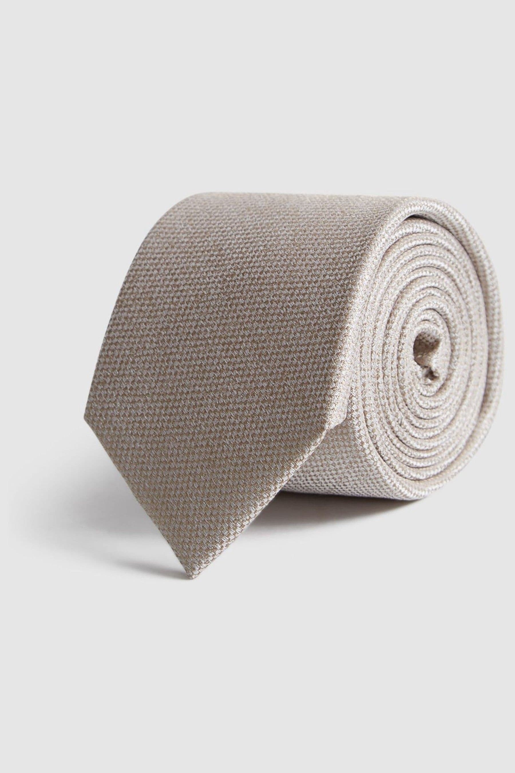 Reiss Ceremony - Champagne Ceremony Textured Silk Tie, One In Cream