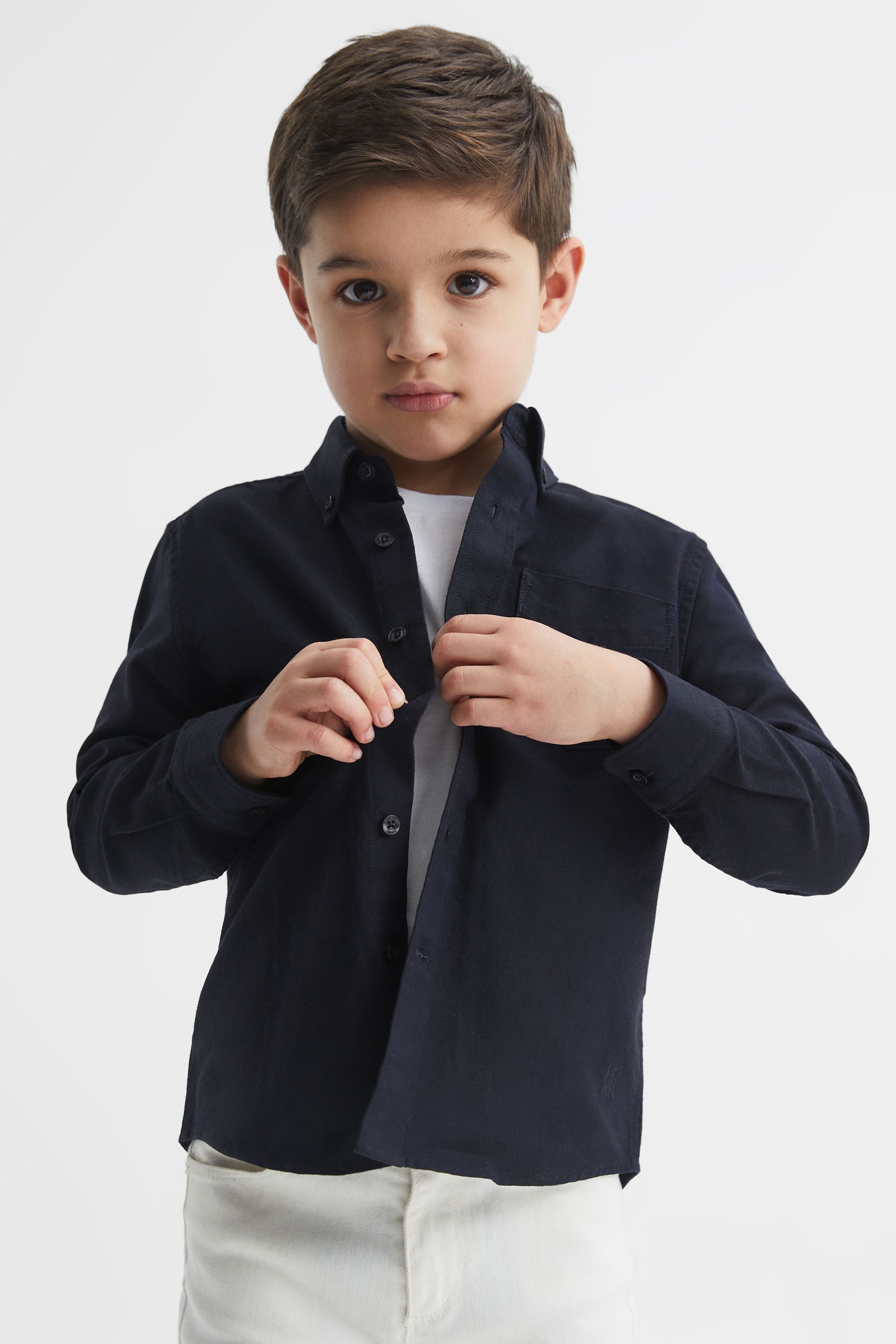 Reiss Navy Greenwich Junior Button Down Oxford Shirt In Navy