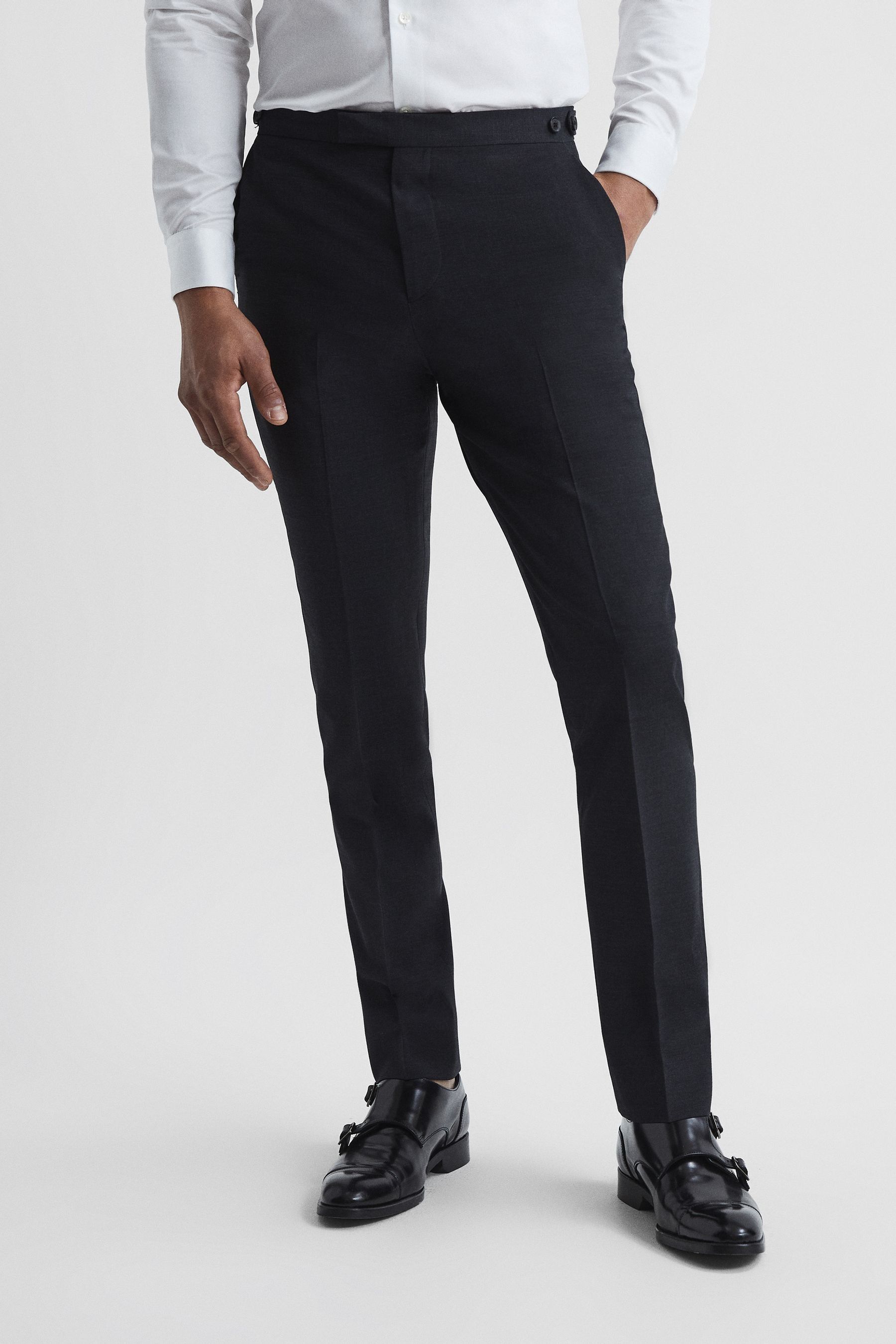 Reiss Hope - Charcoal Modern Fit Travel Trousers, 32r