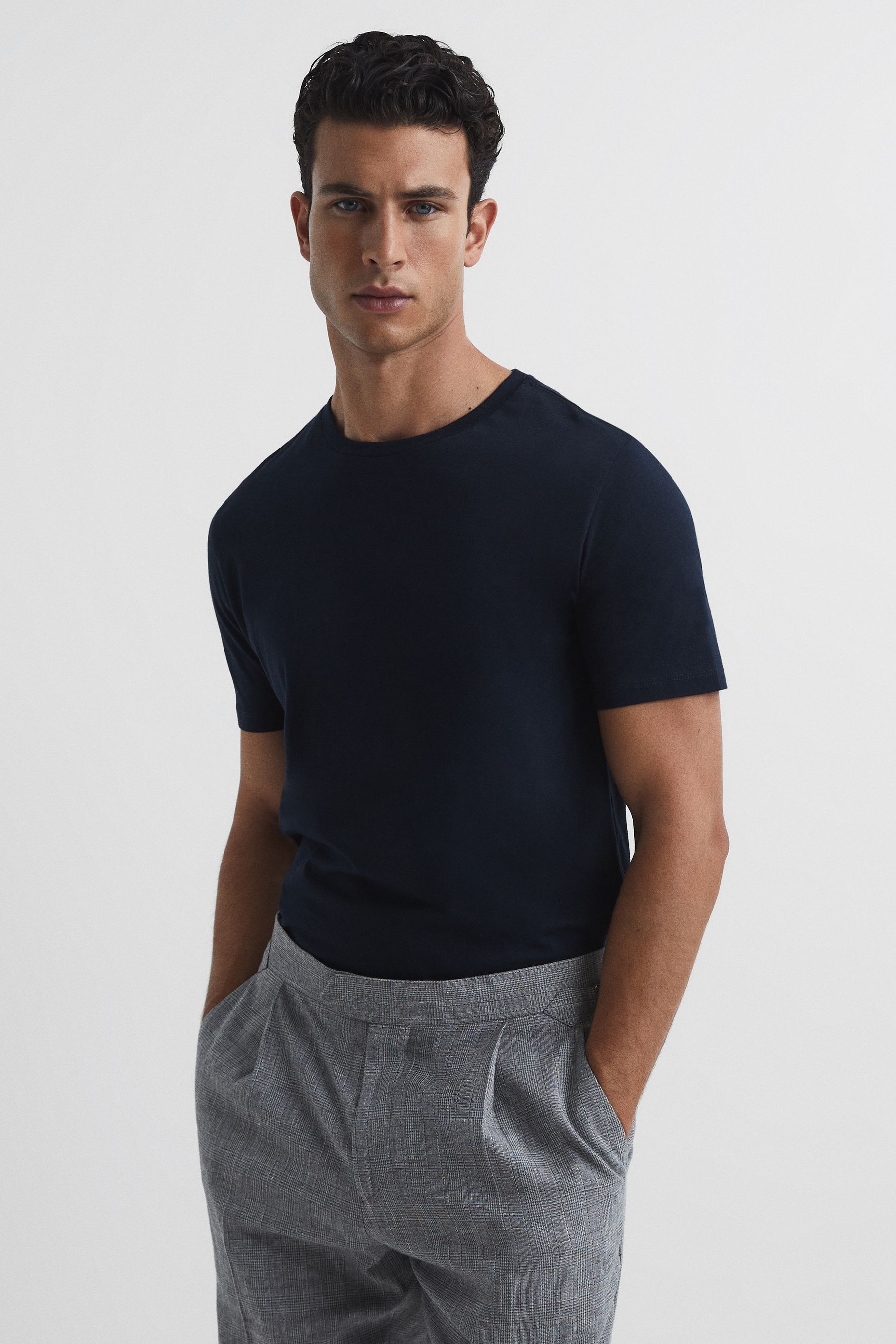 Reiss Navy Bless Crew Neck T-shirt In Navy