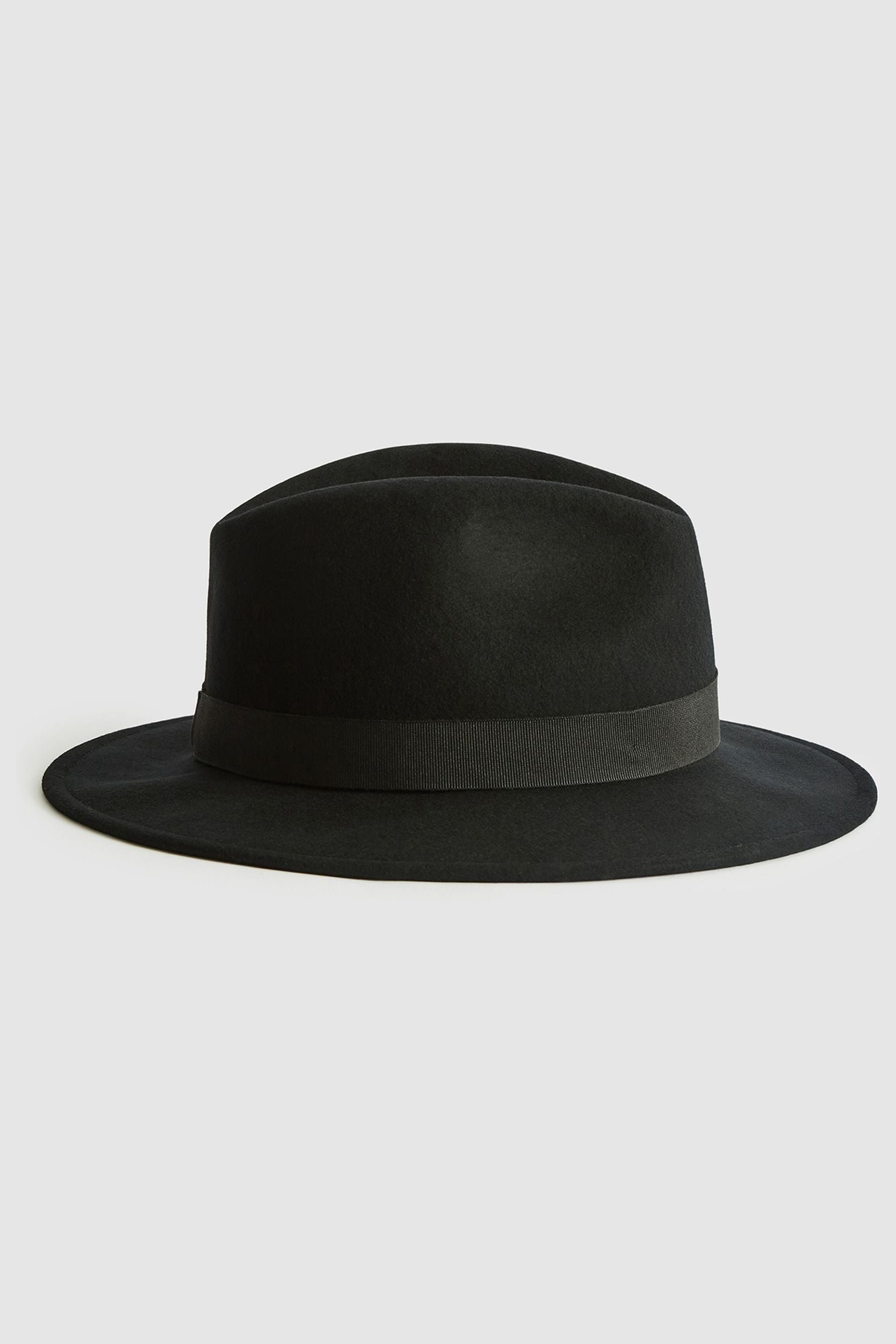 Reiss Ashbourne - Black Wool Fedora Hat, M-l
