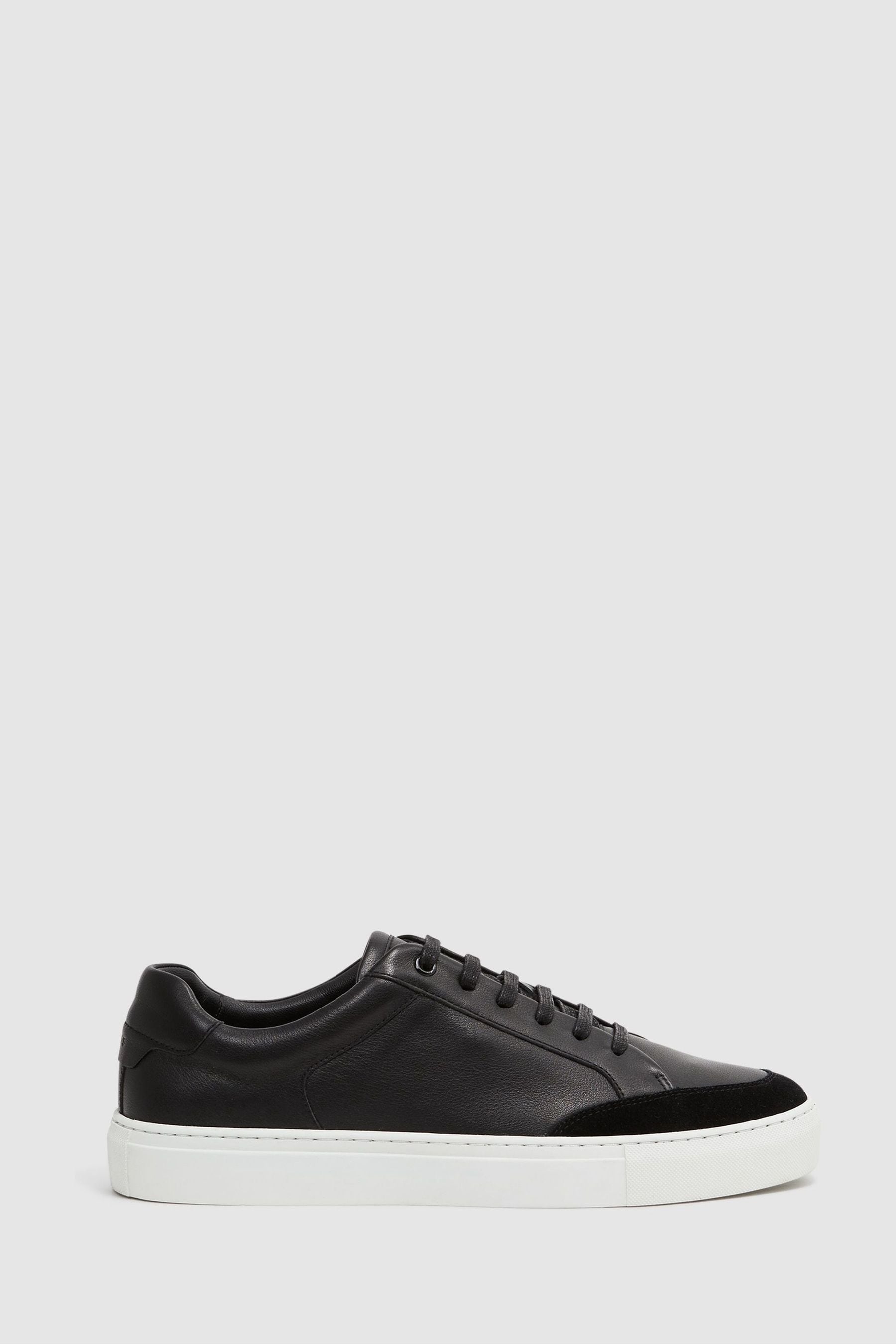 Reiss Ashley Low Top Leather Sneakers In Black