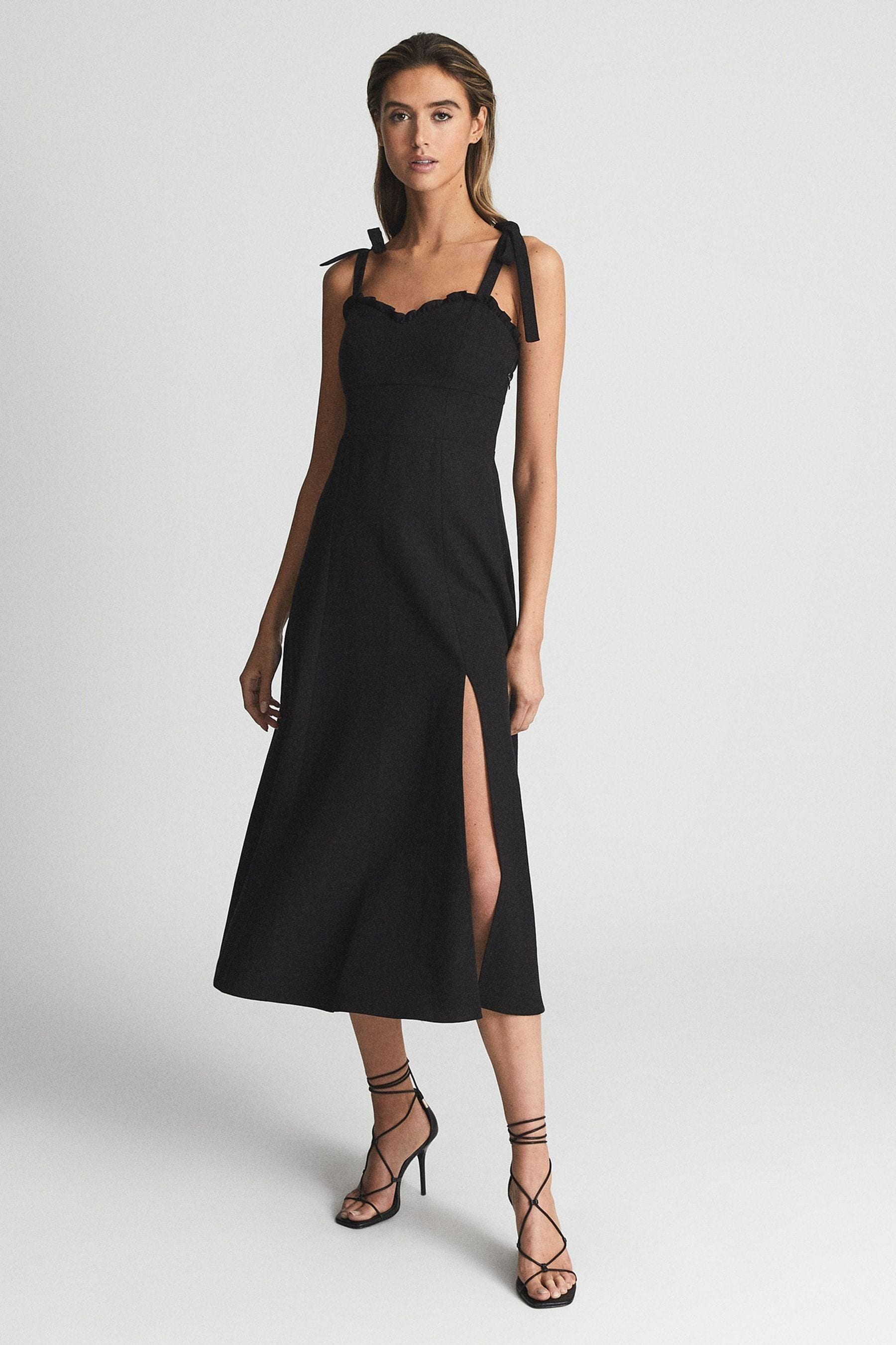 Black midi top dress strappy
