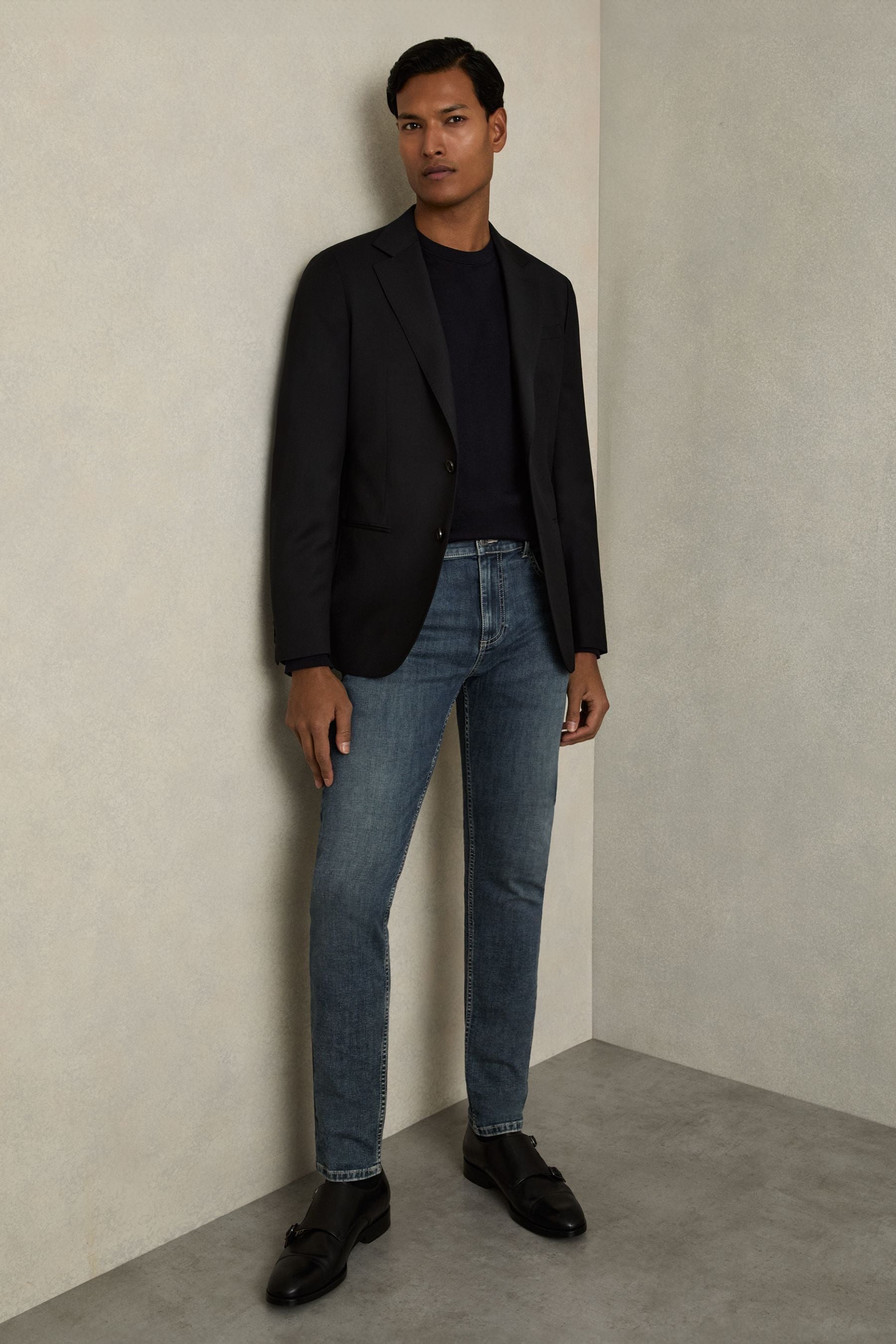 Reiss Washed Indigo Grey Cast Skinny-fit Jeans