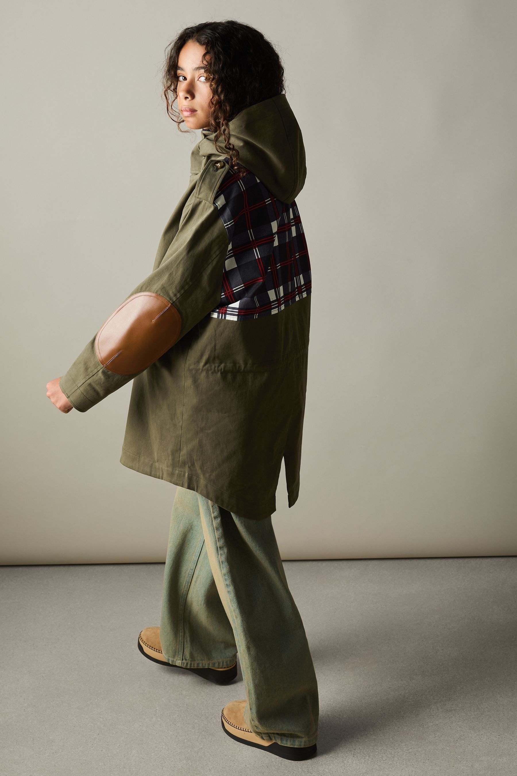Reiss Khaki 9-13 yrs Cotton-blend Gabardine Utility Coat, K12