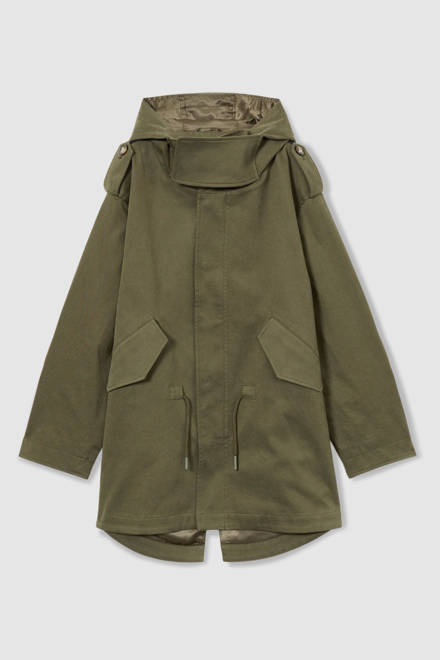 Reiss Khaki 13-14 yrs Cotton-blend Gabardine Utility Coat,