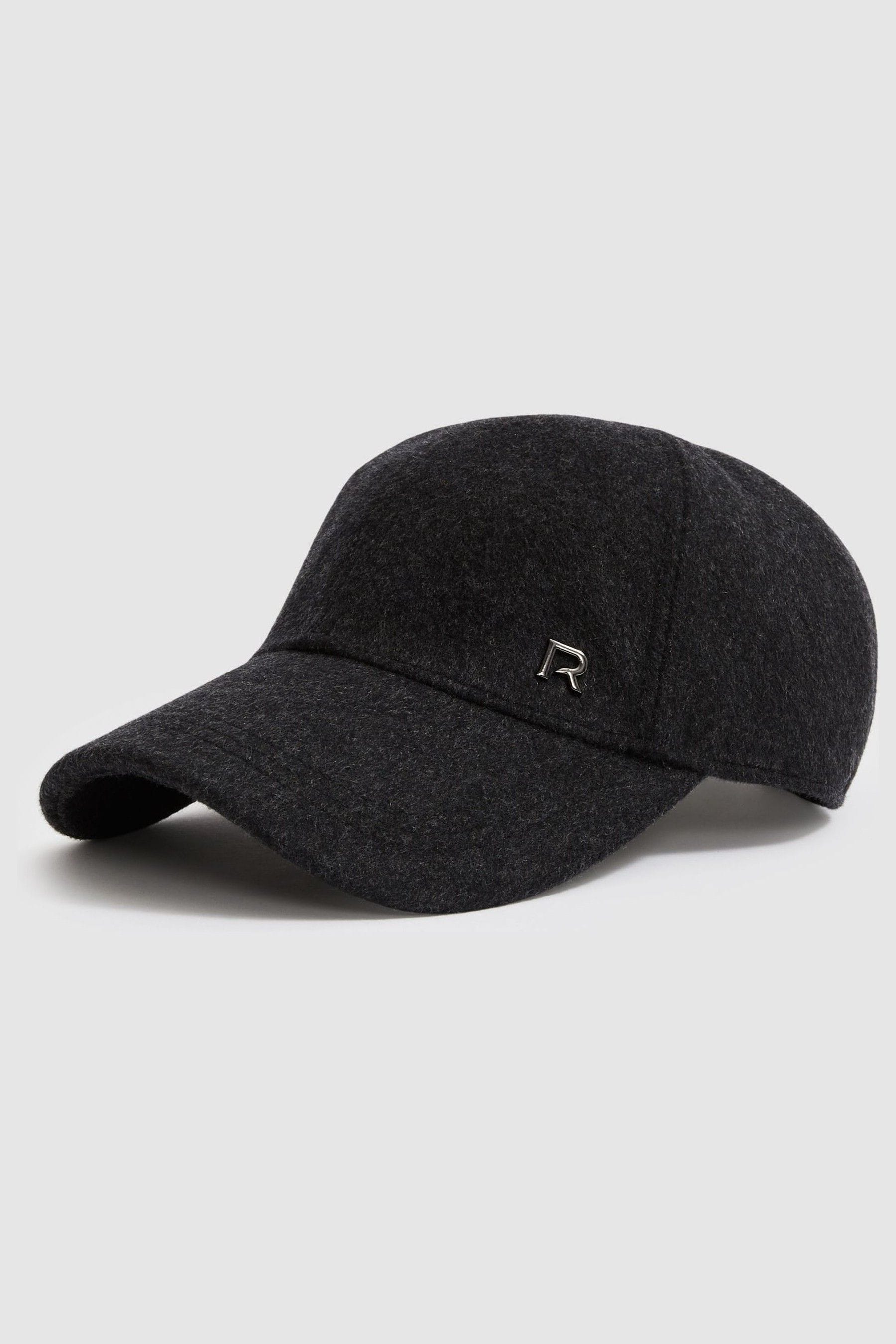 Shop Reiss Charcoal/black Oxy Logan Wool-blend Brushed Felt Cap