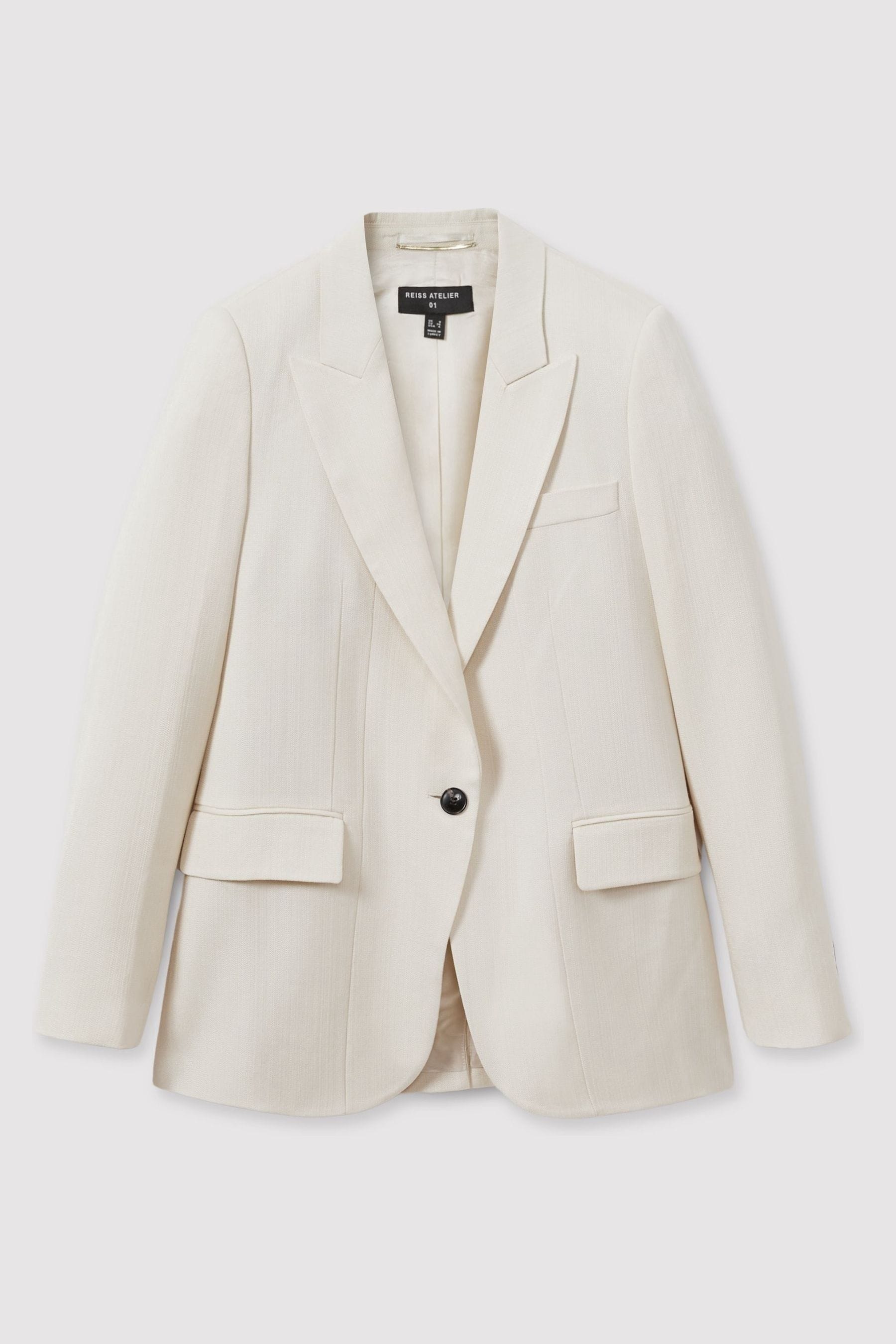 Reiss Maeve Atelier Single Breasted Suit Jacket With Virgin Wool, 12, Cream