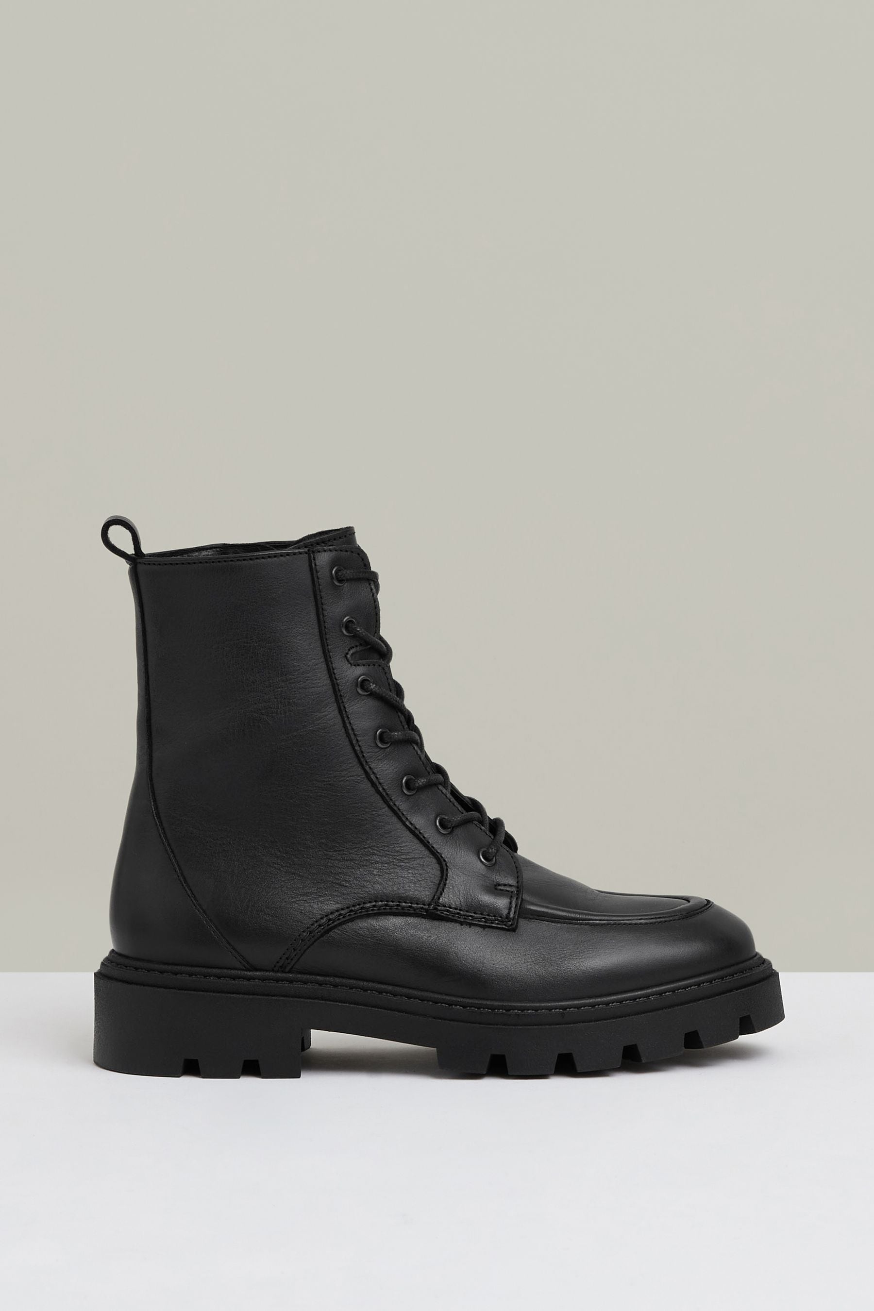 Shop Reiss Black Leather Lace-up Boots