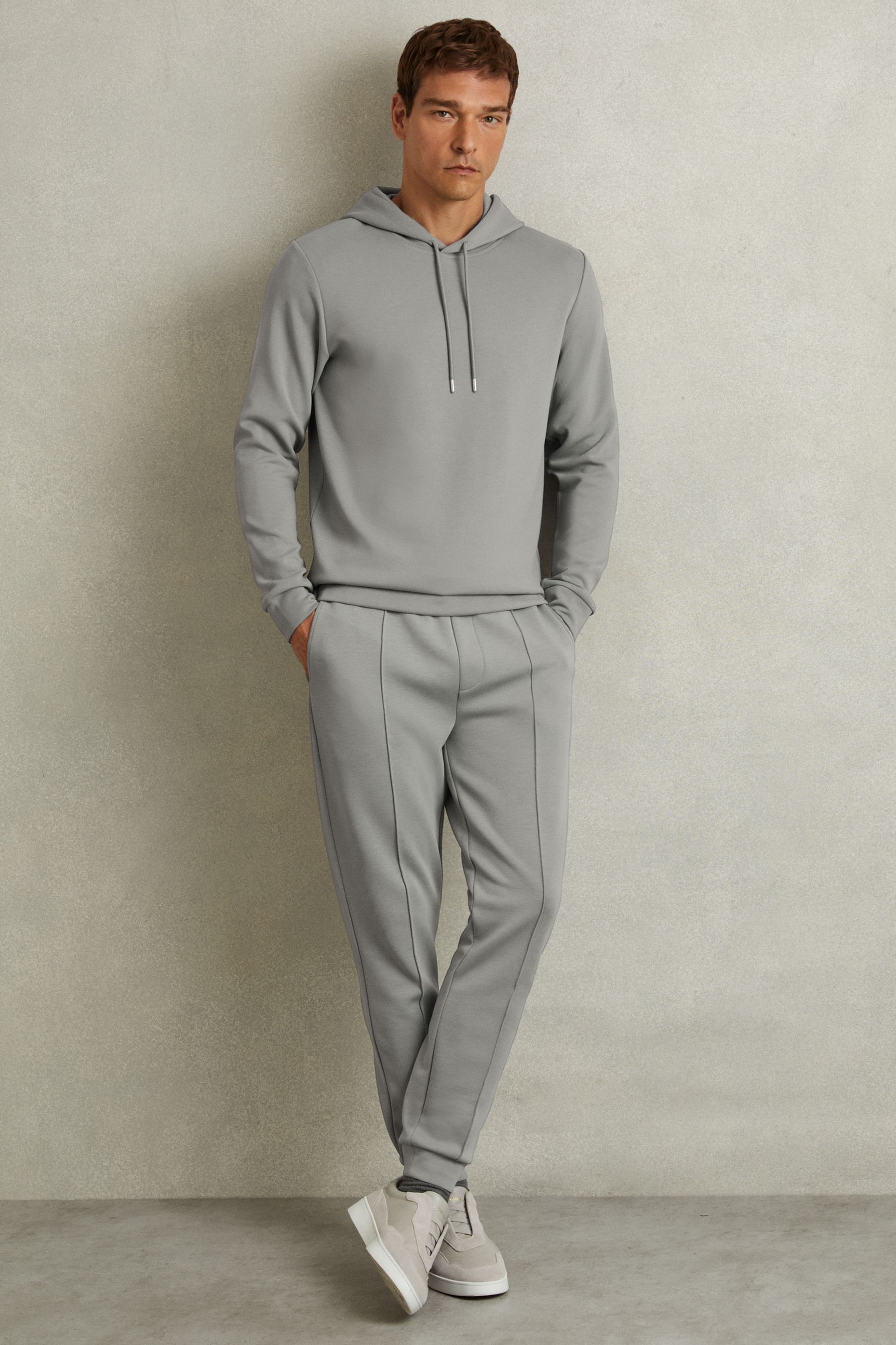 Reiss Flint Grey Premier Drawstring Jersey Joggers