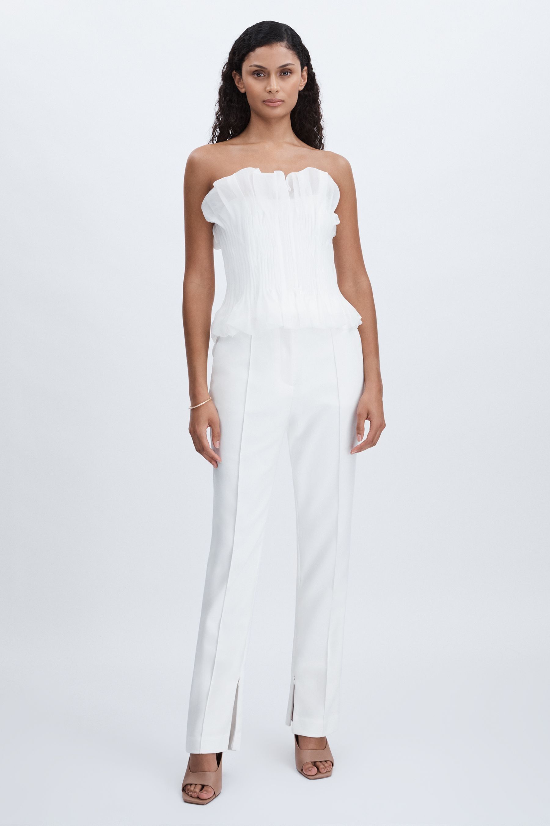 Acler Slim-fit Ivory Ankle-zip Tailored Trousers In Ivory