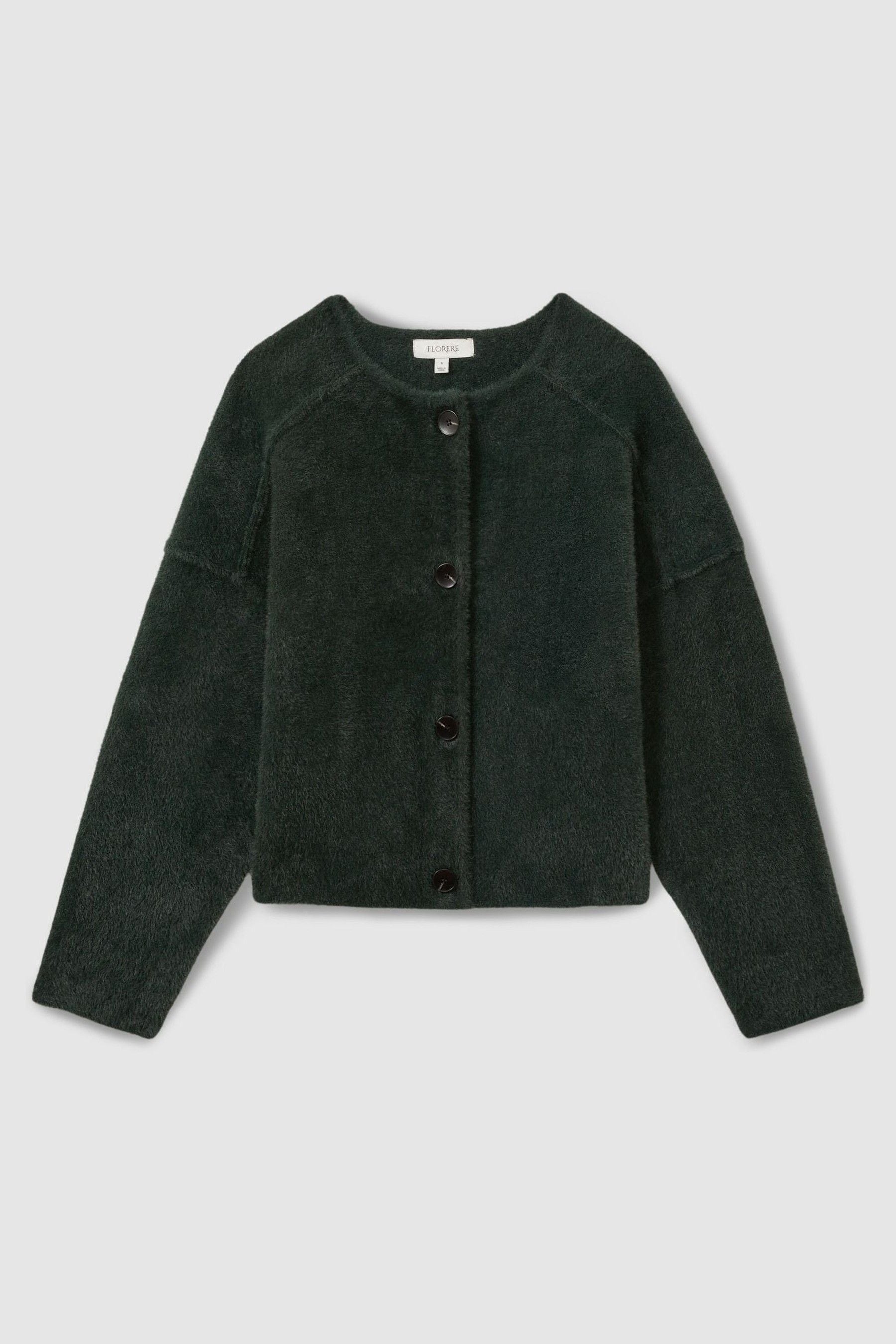 Florere Fluffy Cropped Jacket, Green, M