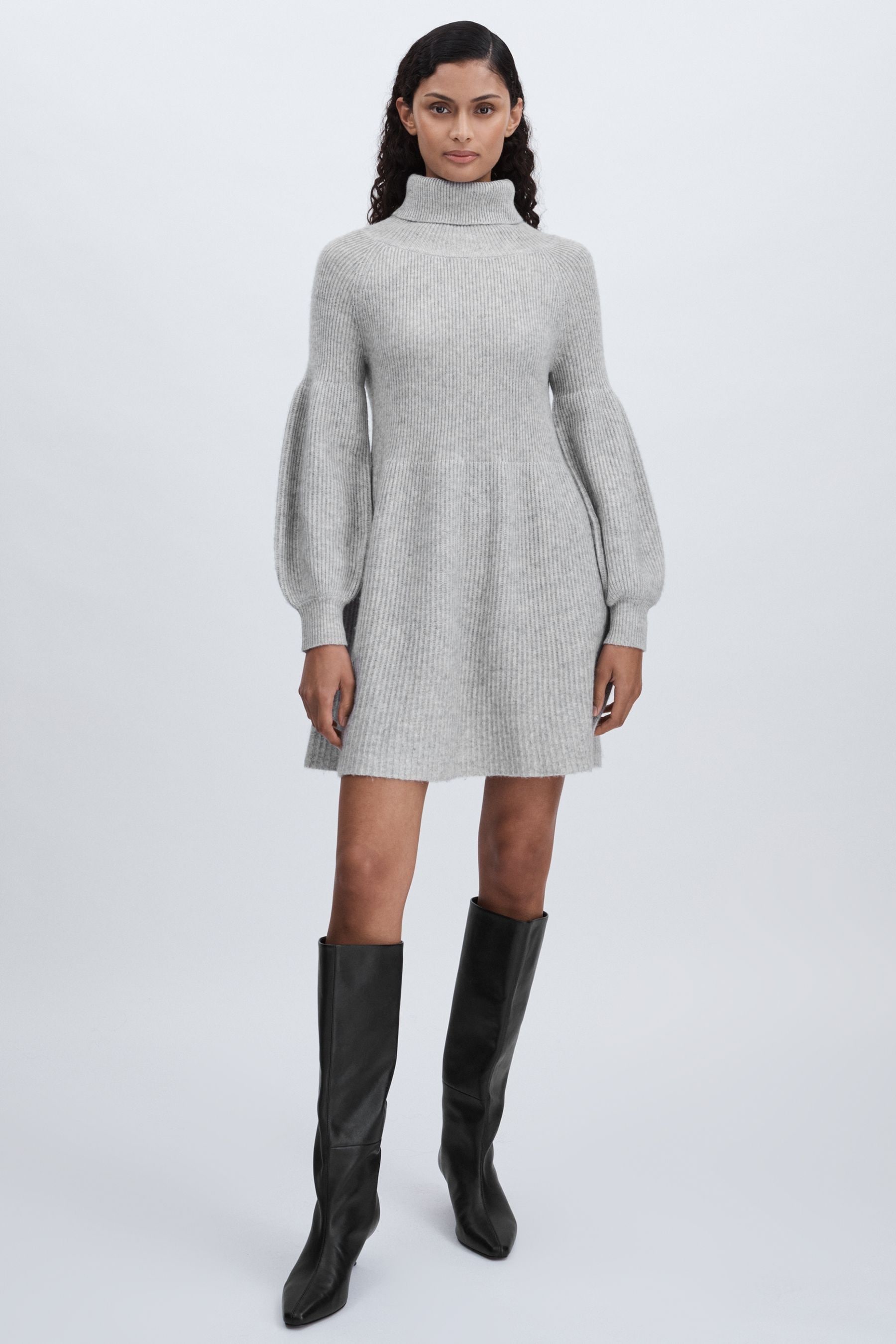 Madeleine Thompson Grey Wool-cashmere Mini Dress, XL