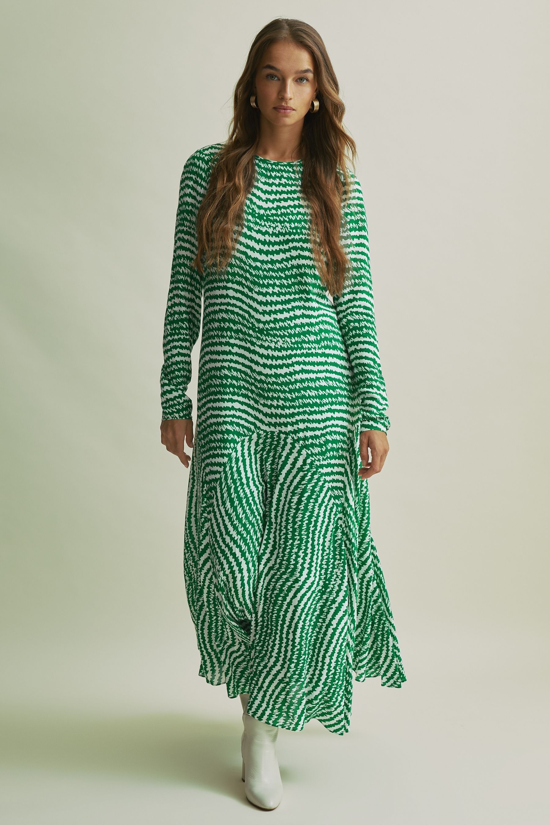 Florere Green Asymmetric Midi Dress In Green