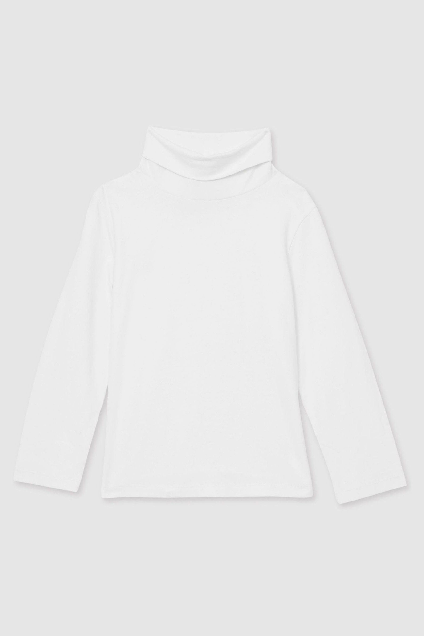 Reiss Ivory 13-14 Yrs Cotton-jersey Roll-neck Top With Stretch